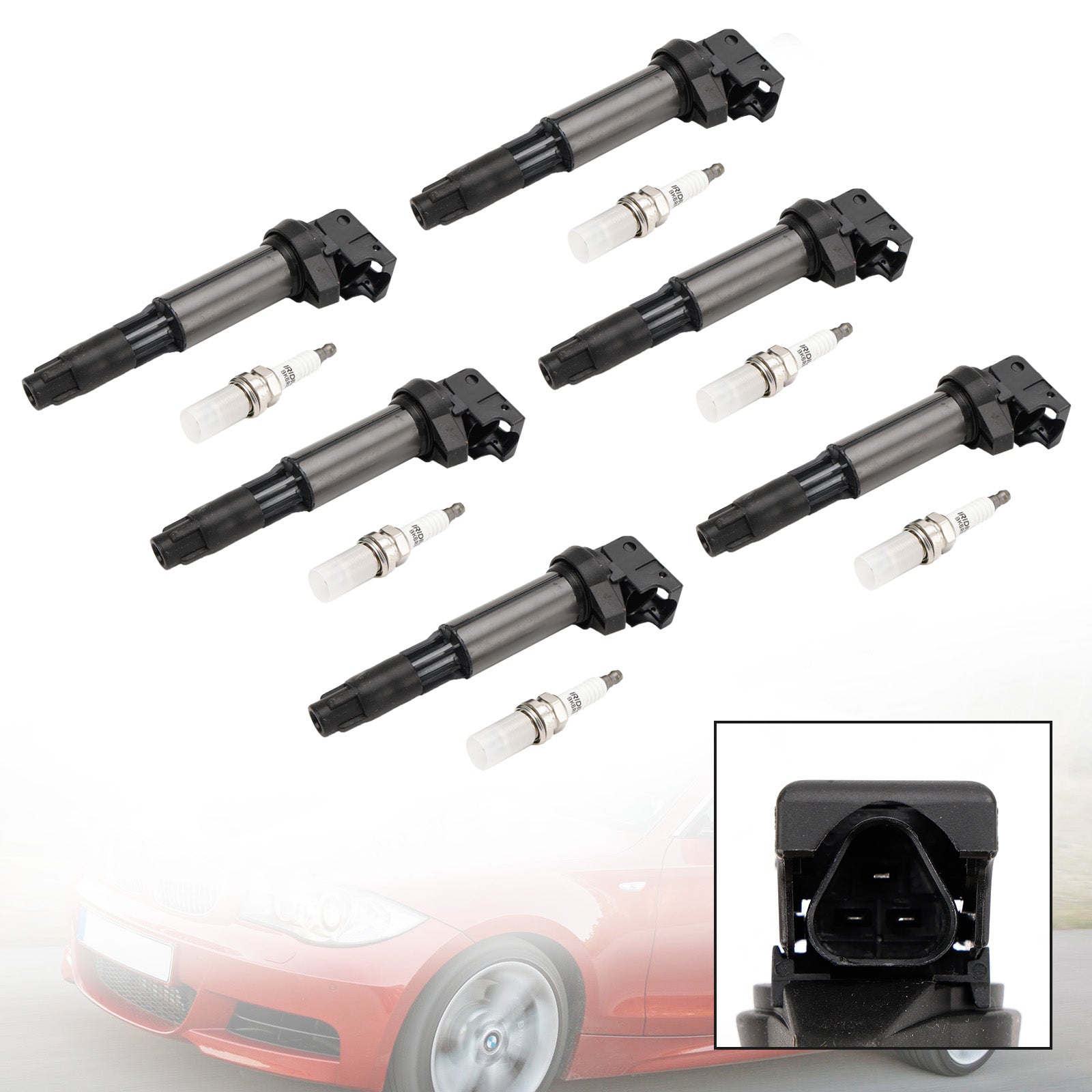 6x Ignition Coil+Spark Plug UF515 UF522 For BMW 325 335 525 530i X5 Z4 2.5L 3.0L