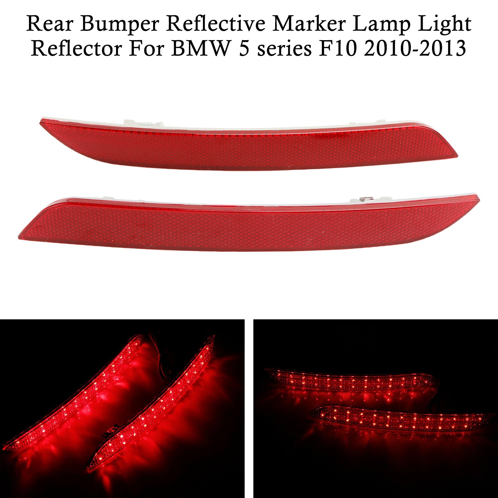 2011-2014 BMW 5-Series F10 F18 Tail Fog Lamps Light Rear Bumper Reflector Pair 63147203237 63147203238 Generic