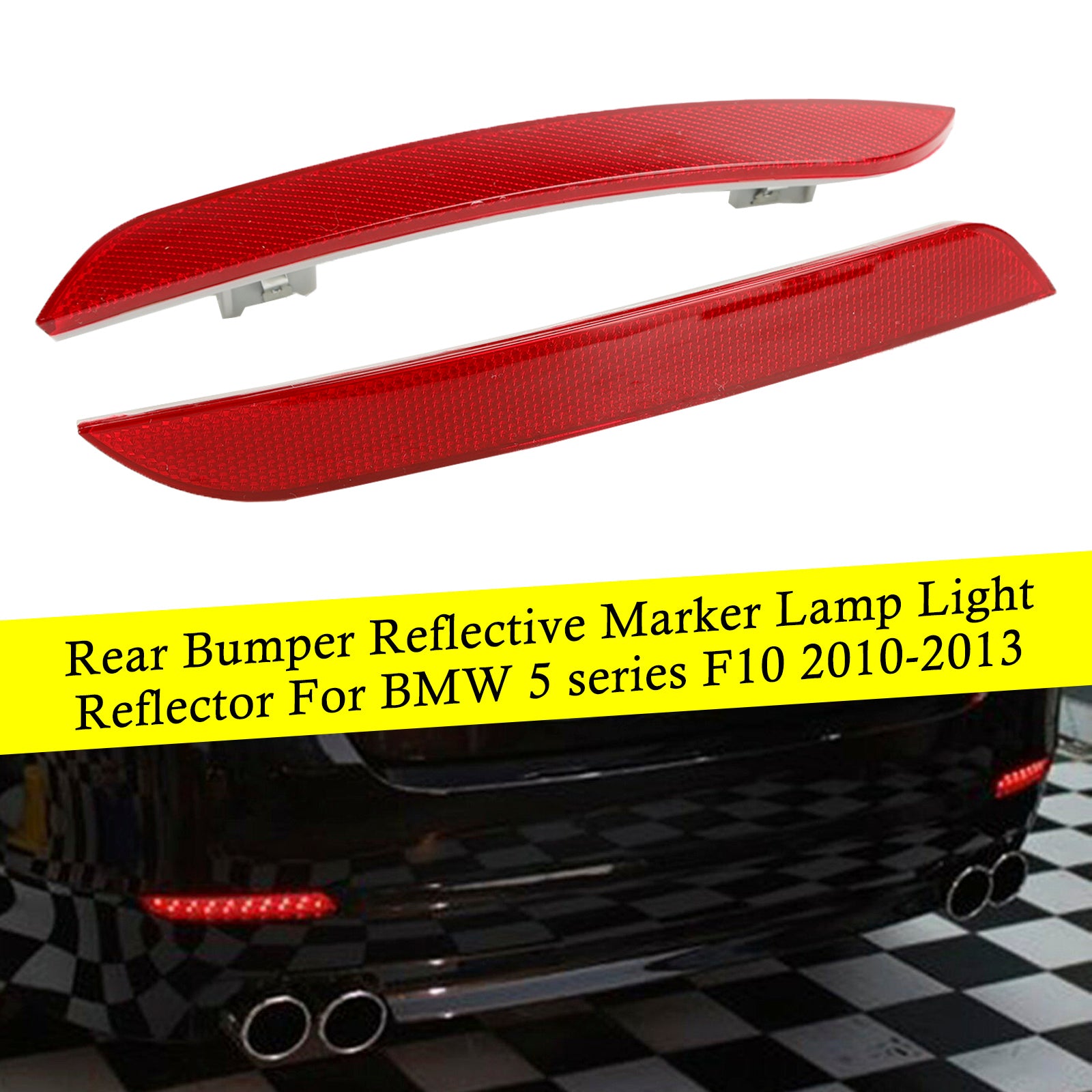 2011-2014 BMW 5-Series F10 F18 Tail Fog Lamps Light Rear Bumper Reflector Pair 63147203237 63147203238 Generic