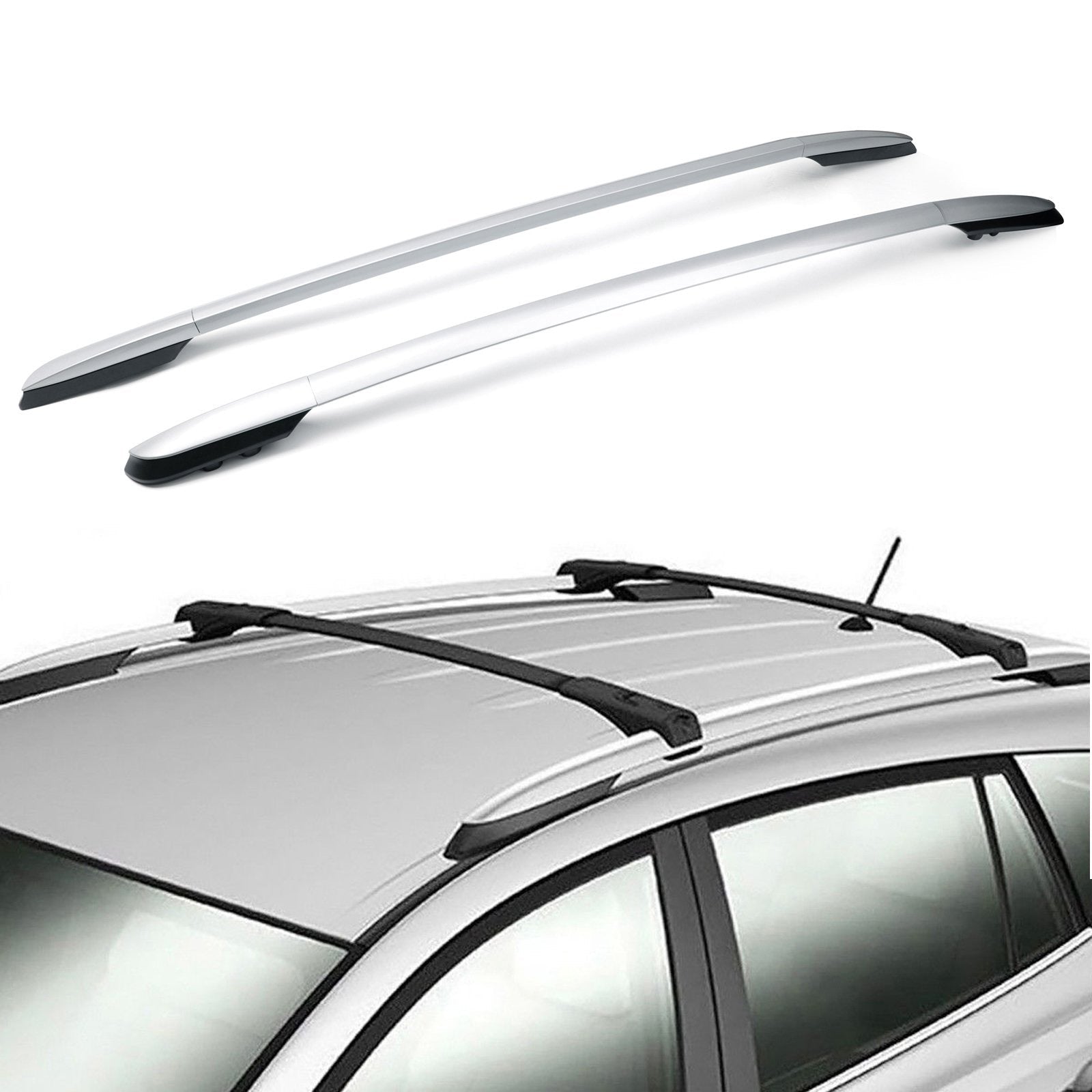 Automotive Light Bulb Rack Aluminum Factory Silver Top Roof Rack Side Rails Bar Fit for Toyota RA