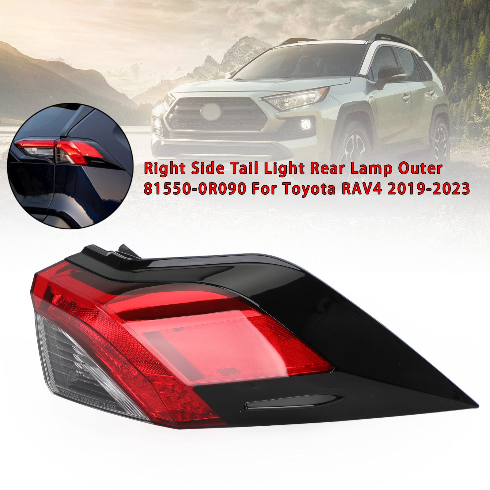 2019-2021 Toyota RAV4 Tail Light Rear Lamp Outer L+R Side 81560/81550-0R090 Generic