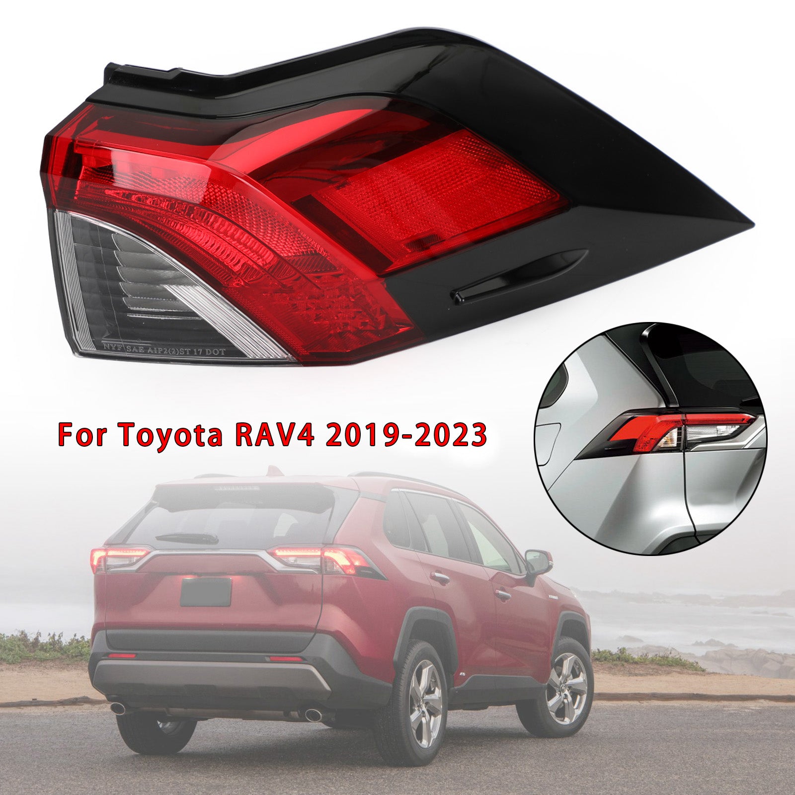 2019-2021 Toyota RAV4 Tail Light Rear Lamp Outer L+R Side 81560/81550-0R090 Generic