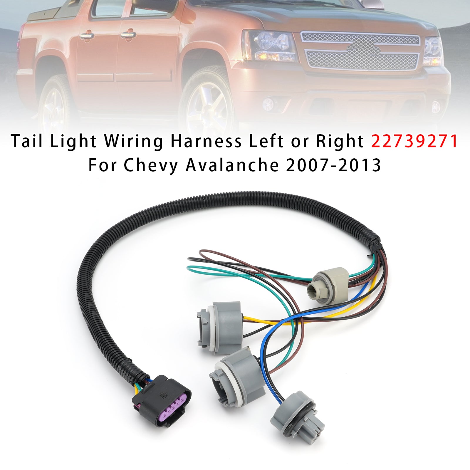 Tail Light Wiring Harness Left or Right 22739271 For Chevy Avalanche 2007-2013