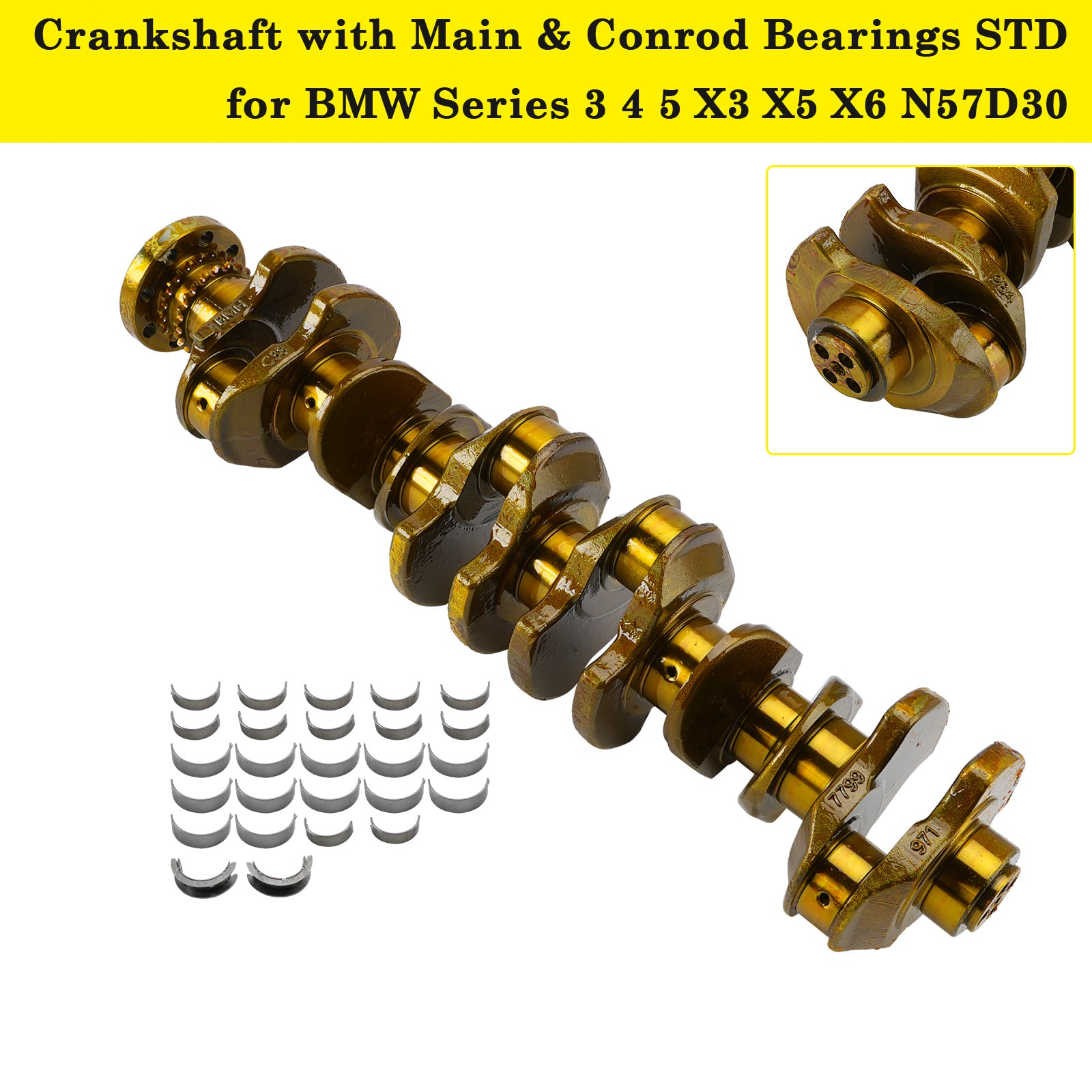 09.2010-06.2013 BMW X5 (E70) N57 D30 ENGINES Crankshaft with Main & Conrod Bearings STD 11217799970 11217809375
