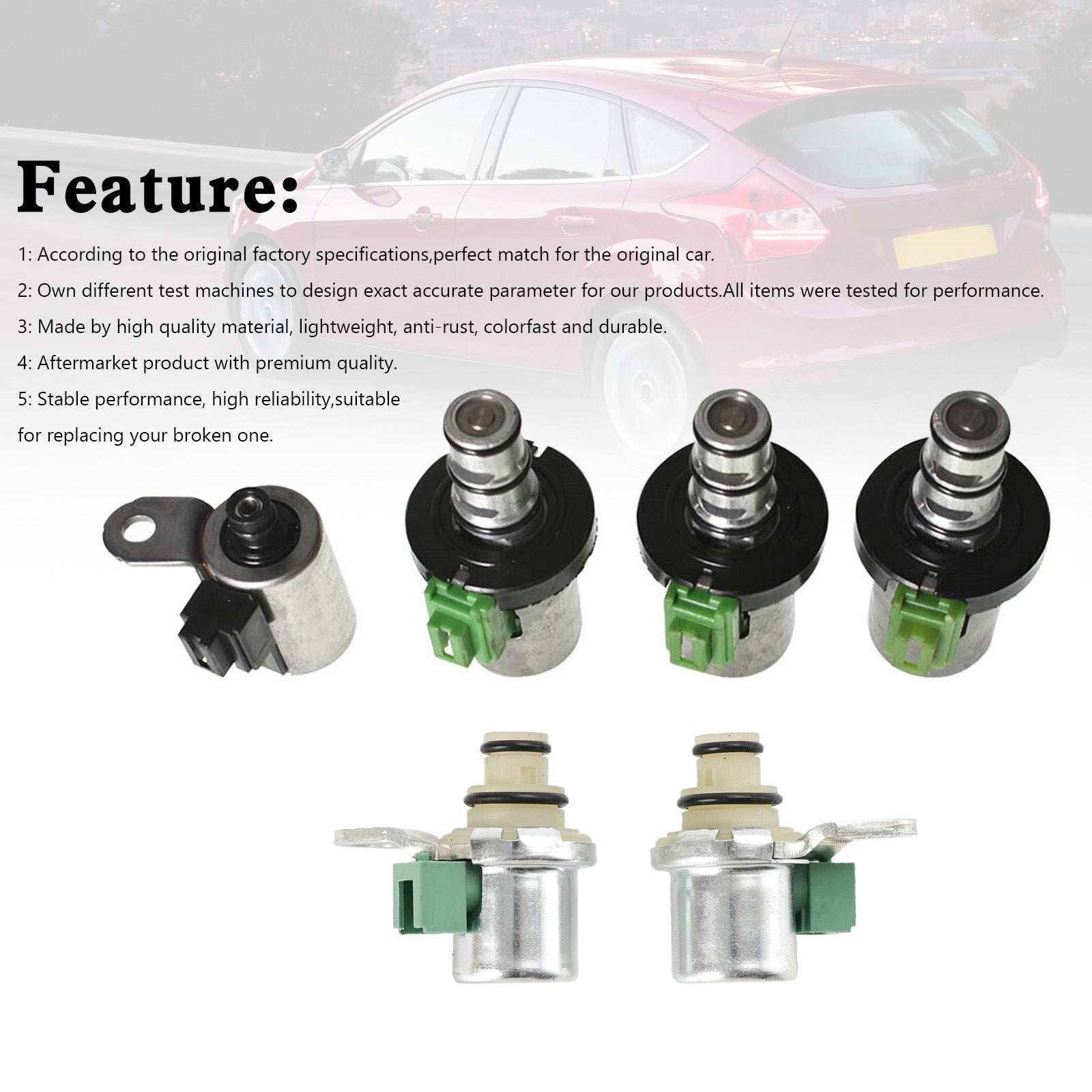 6PCS 4F27E Transmission Solenoid Shift 2 PWM 3 EPC 1 For Ford Focus Fiesta