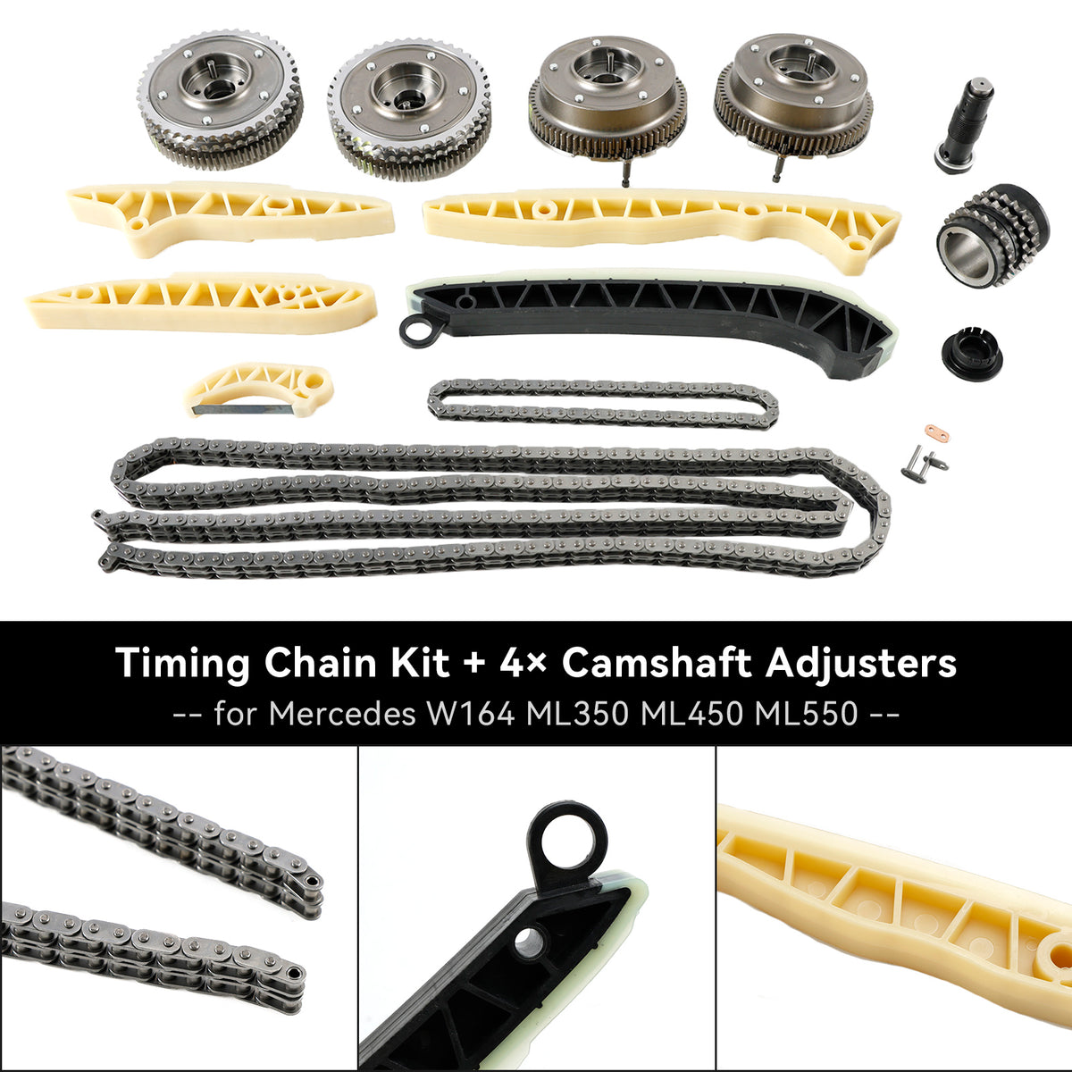 2007 Mercedes-Benz E 350 550 4MaticÂŽ, Base 3.5L - Gas Timing Chain Kit + 4Ă Camshaft Adjusters