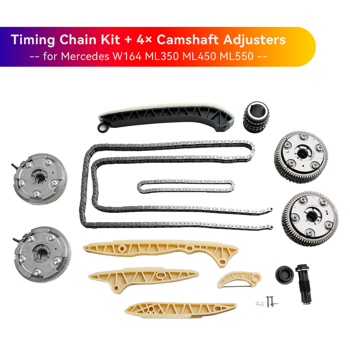 2007 Mercedes-Benz E 350 550 4MaticÂŽ, Base 3.5L - Gas Timing Chain Kit + 4Ă Camshaft Adjusters