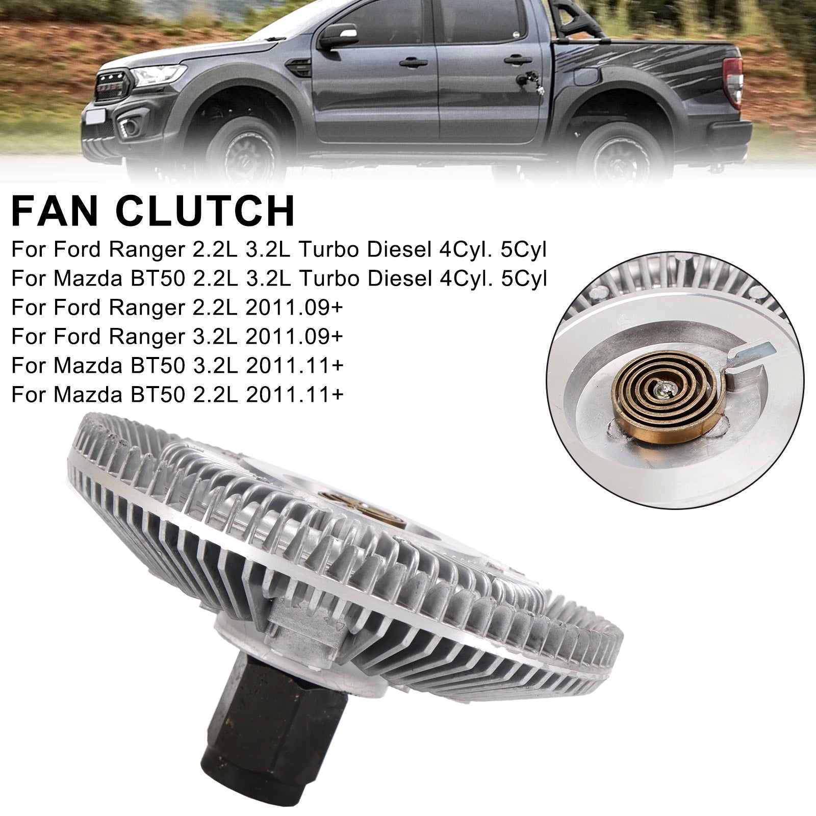 Ford Ranger 2.2L 3.2L Turbo Diesel 4Cyl. 5Cyl Fan Clutch 115835 Replace Fedex Express