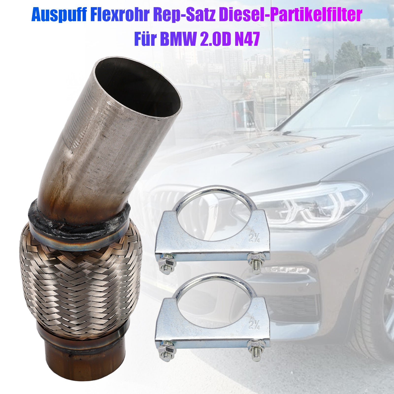 BMW 2.0D N47 Exhaust Flex Pipe Repair Set Diesel Particulate Filter 18.30.7.812.286 18.30.7.812.285