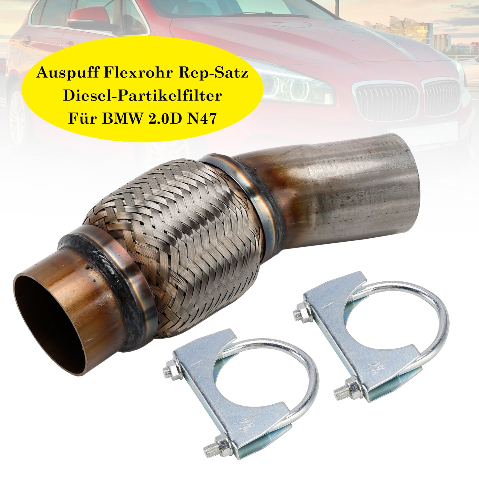 BMW 2.0D N47 Exhaust Flex Pipe Repair Set Diesel Particulate Filter 18.30.7.812.286 18.30.7.812.285