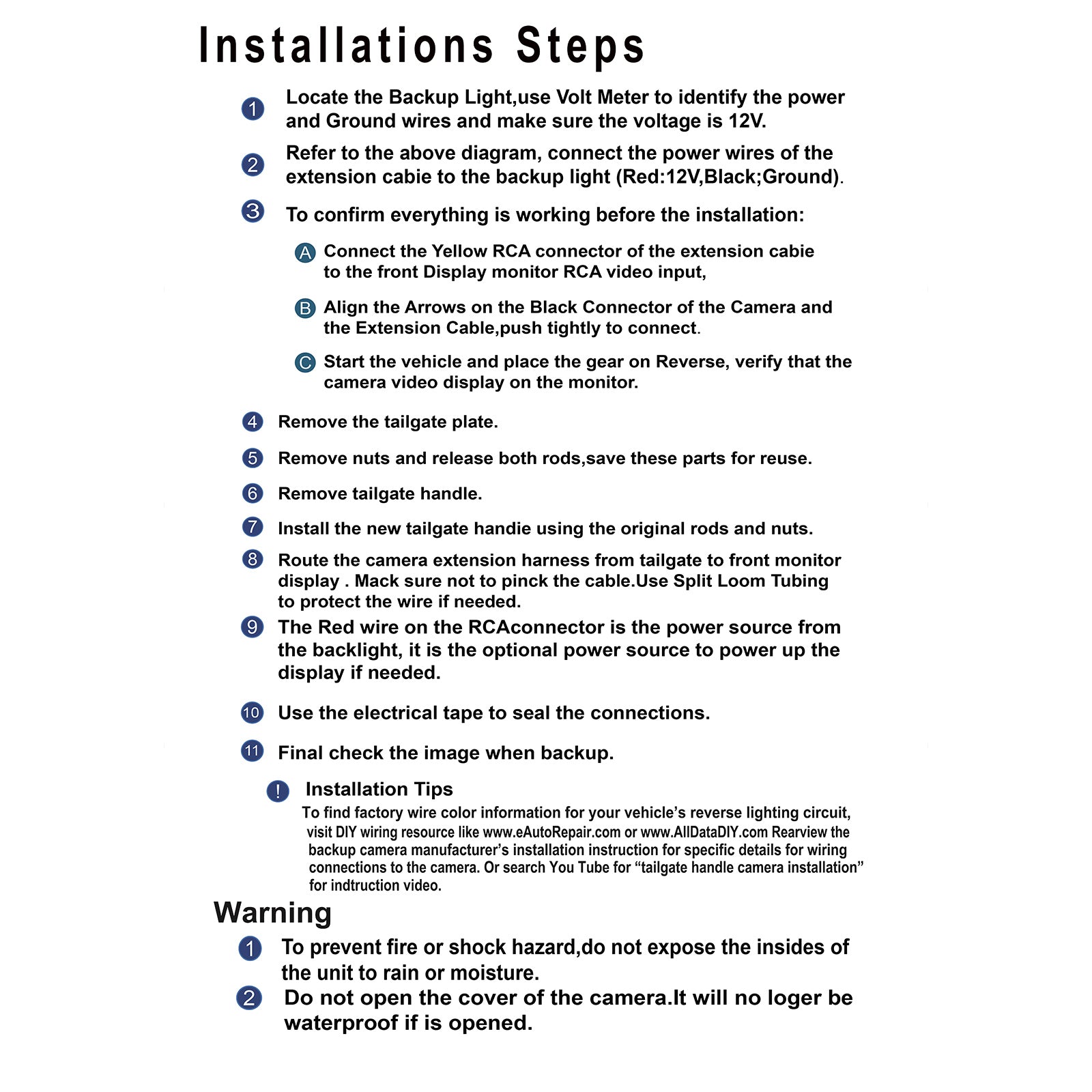 Caméra de feu stop de qualité supérieure pour Mercedes Sprinter et VW Crafter 2007-2019, haute résolution et étanche