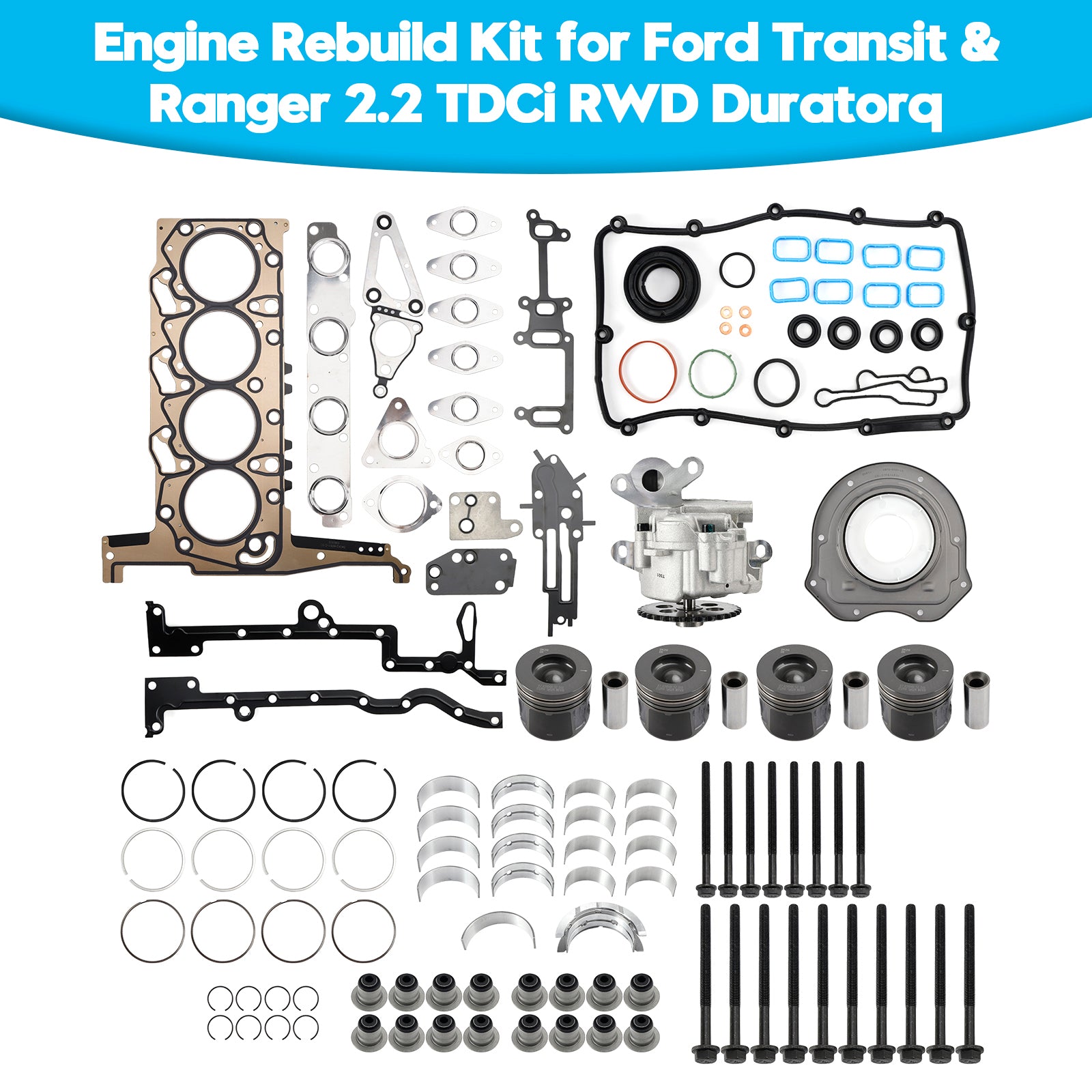 Engine Rebuild Kit for Ford Transit & Ranger 2.2 TDCi RWD Duratorq BK3Q-6051-C1C 9677428680