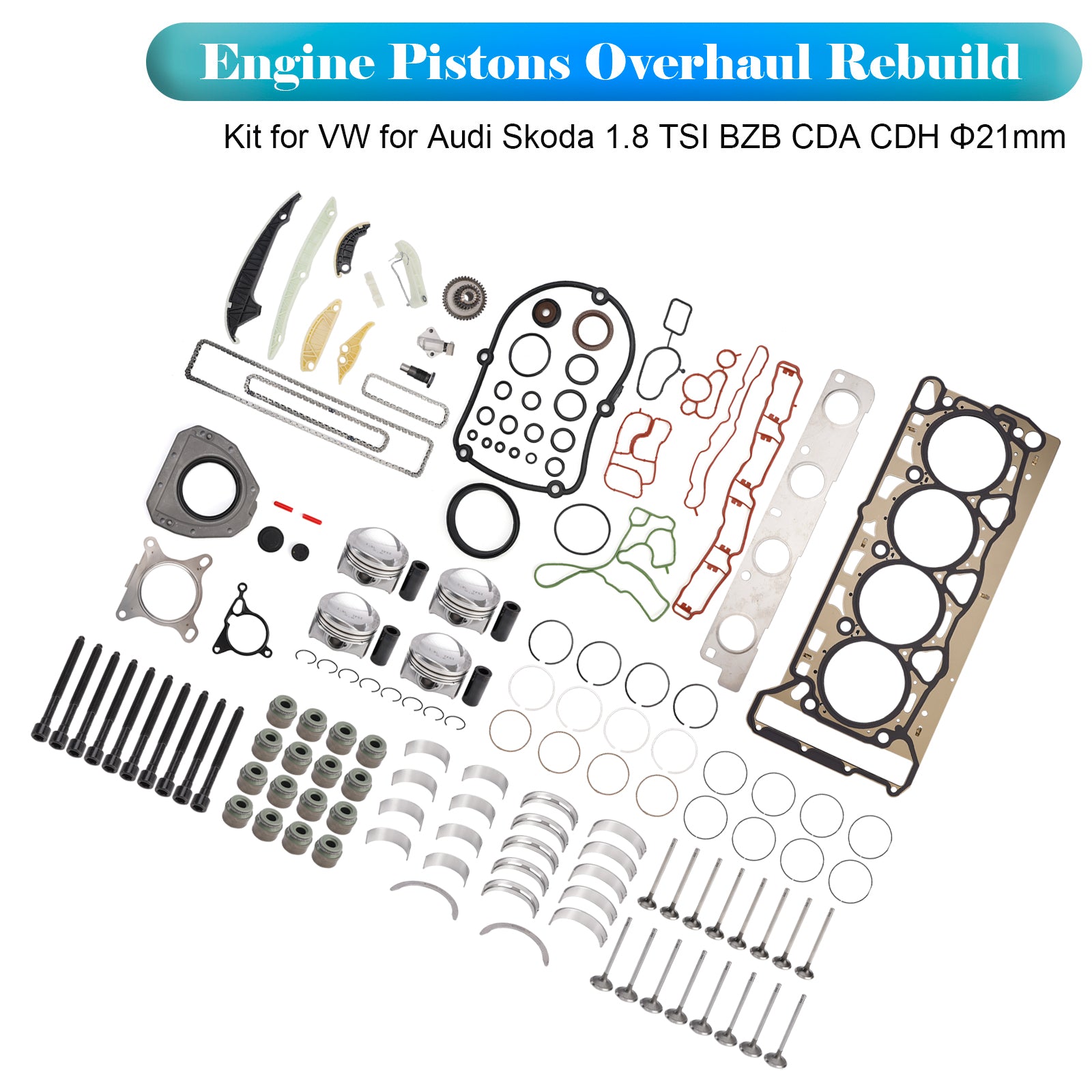 Engine Pistons Overhaul Rebuild Kit for VW for Audi Skoda 1.8 TSI BZB CDA CDH