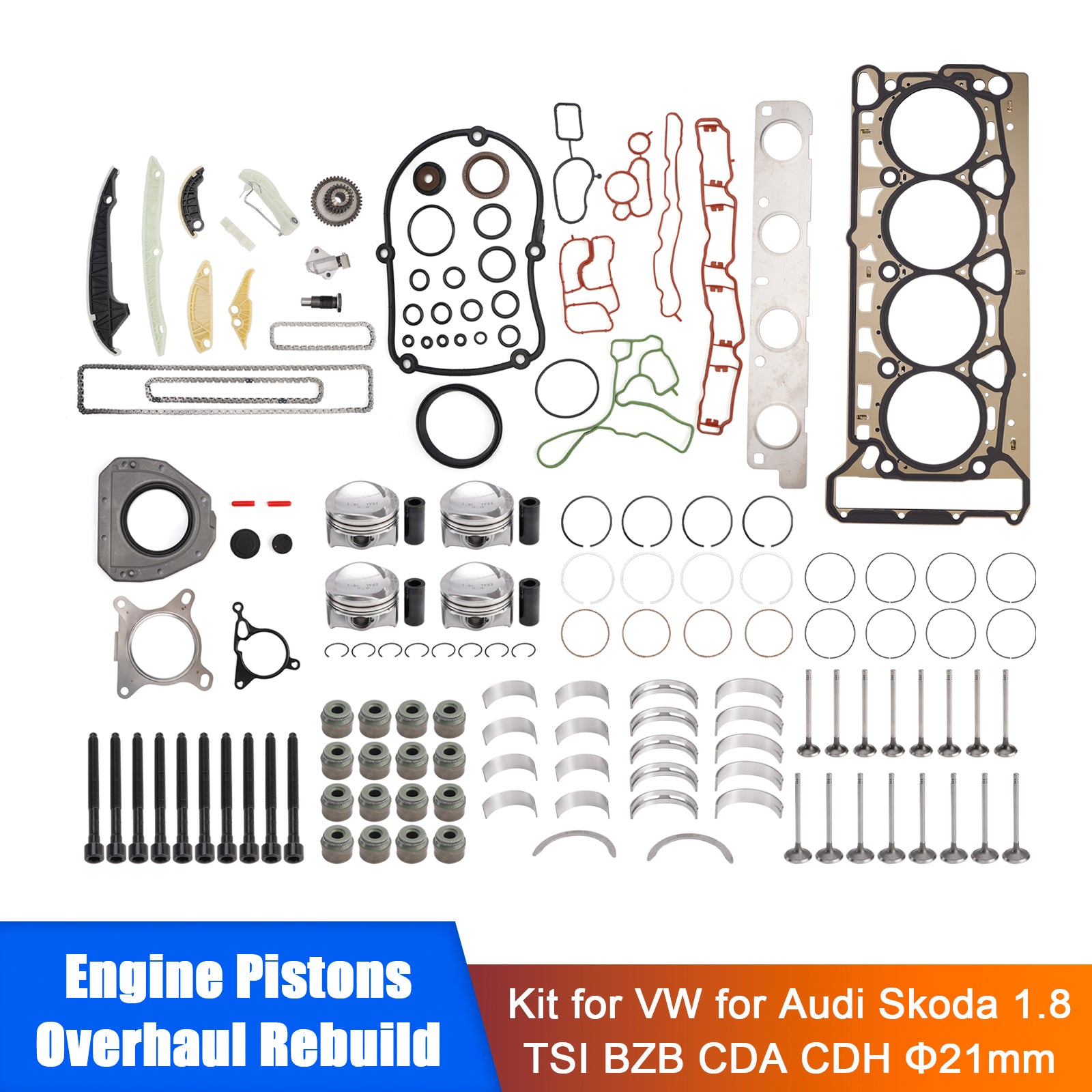 Engine Pistons Overhaul Rebuild Kit for VW for Audi Skoda 1.8 TSI BZB CDA CDH