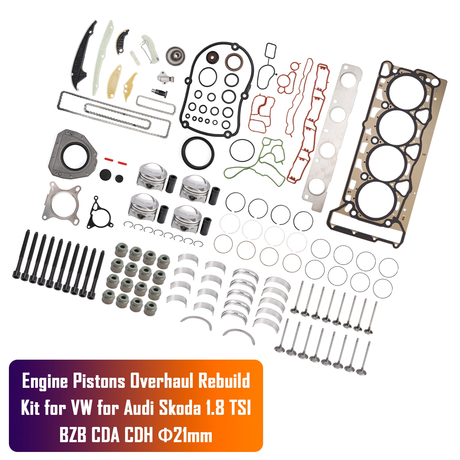 Engine Pistons Overhaul Rebuild Kit for VW for Audi Skoda 1.8 TSI BZB CDA CDH