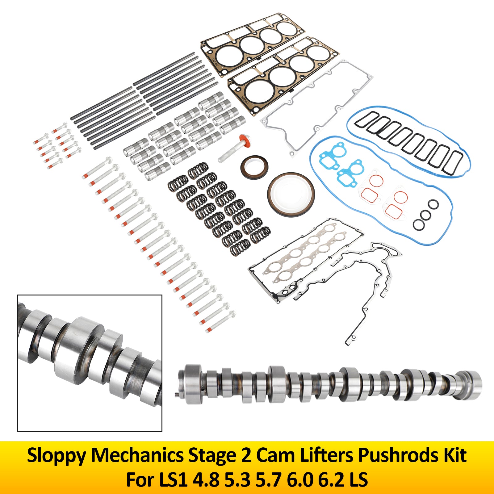 Sloppy Mechanics Kit de tiges de poussée de levage à came Stage 2 pour LS1 4.8 5.3 5.7 6.0 6.2 LS