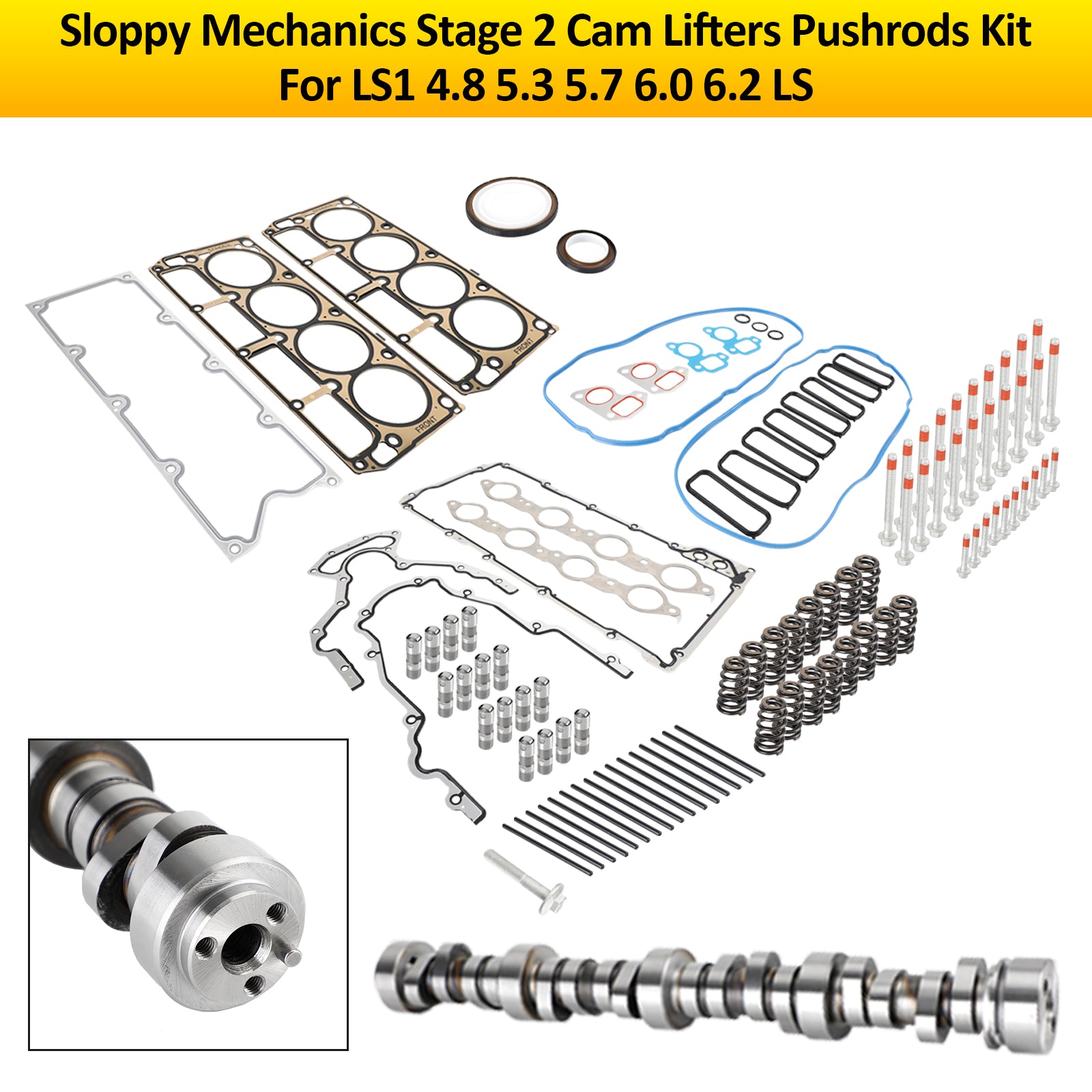 Sloppy Mechanics Stage 2 Cam Lifters Pushrods Kit For LS1 4.8 5.3 5.7 6.0 6.2 LS