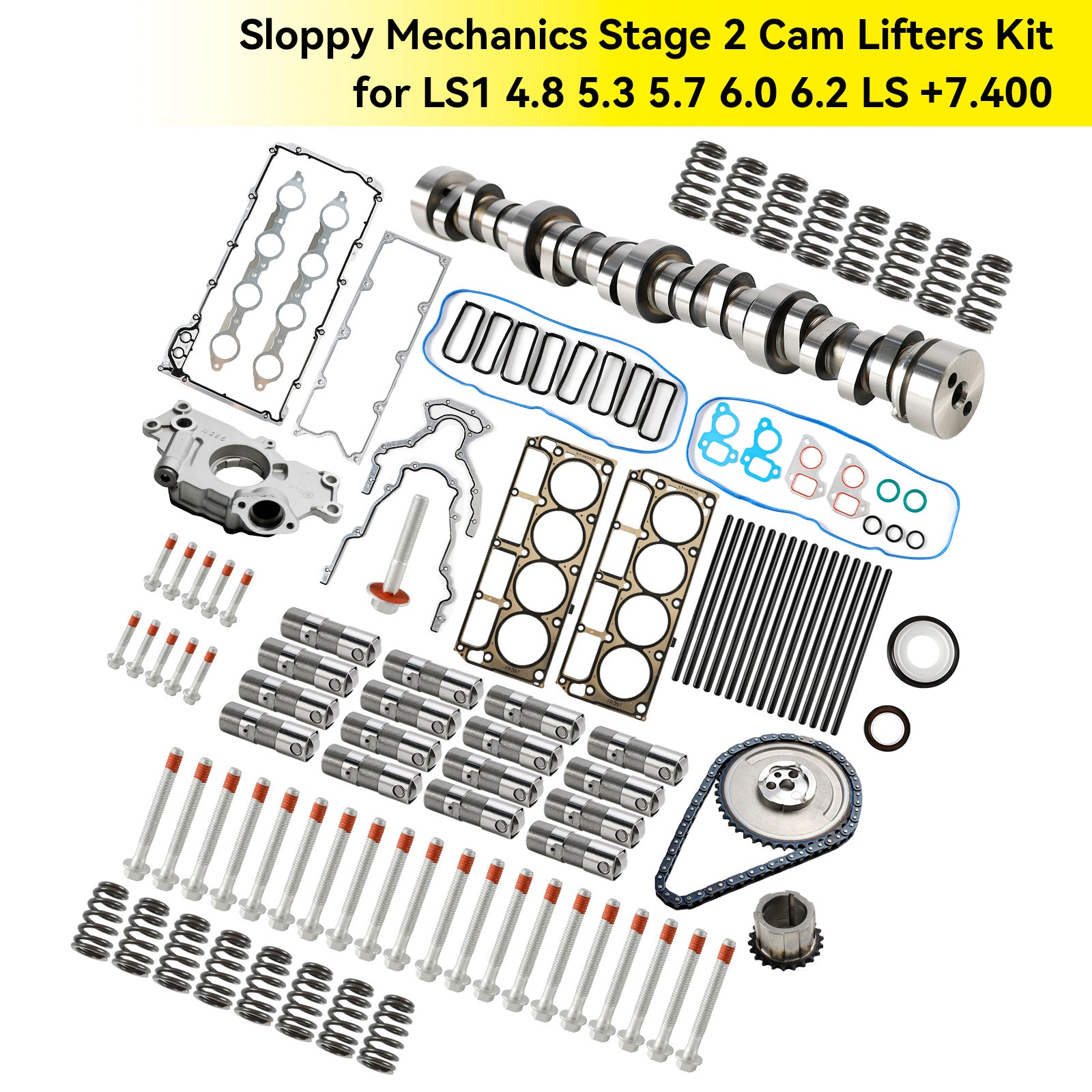 Sloppy Mechanics Stage 2 Cam Lifters Kit for LS1 4.8 5.3 5.7 6.0 6.2 LS +7.400