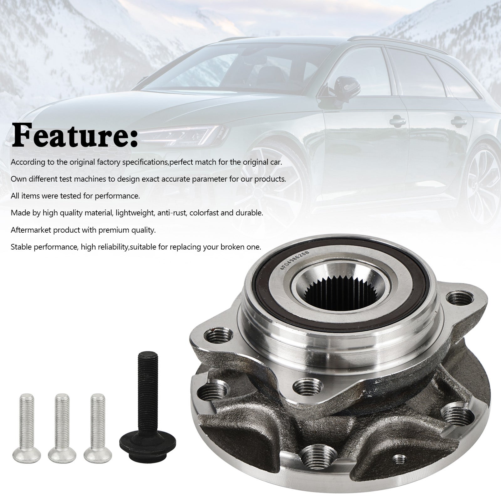 Front Wheel Bearing Hub 4F0498625B For Audi A6 A6 Allroad C6 4F2 4F5 R8 422 423