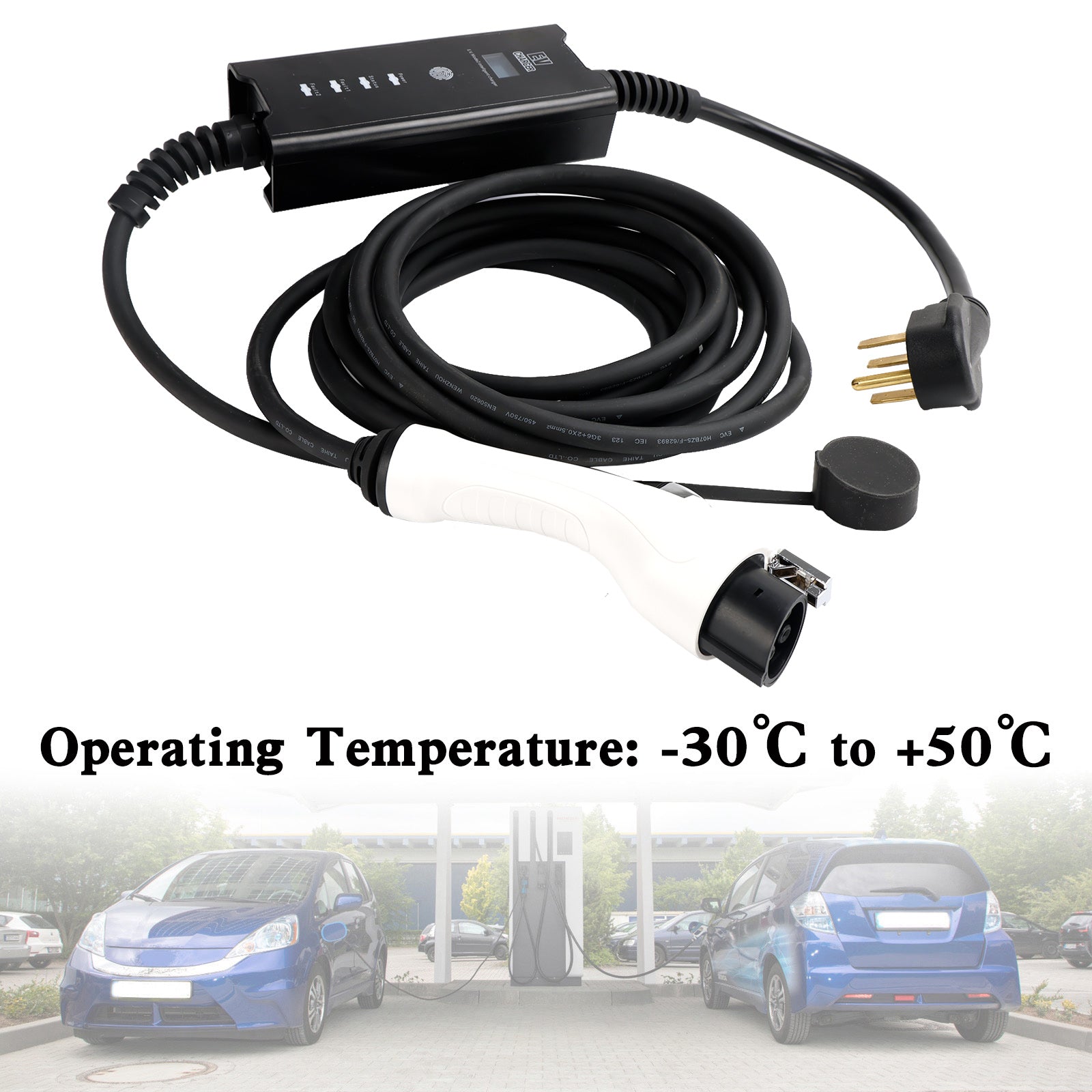 Cable de carga EV de 32A, 240V, J1772, cargador de coche eléctrico con enchufe estadounidense, 25 pies