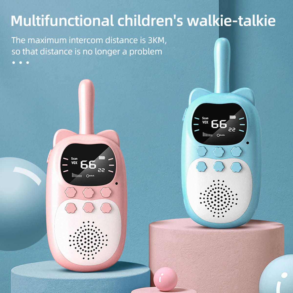 2 Pack Kids Walkie Talkies 22 Channel 2 Way Radio 3 KM Range Handheld Original