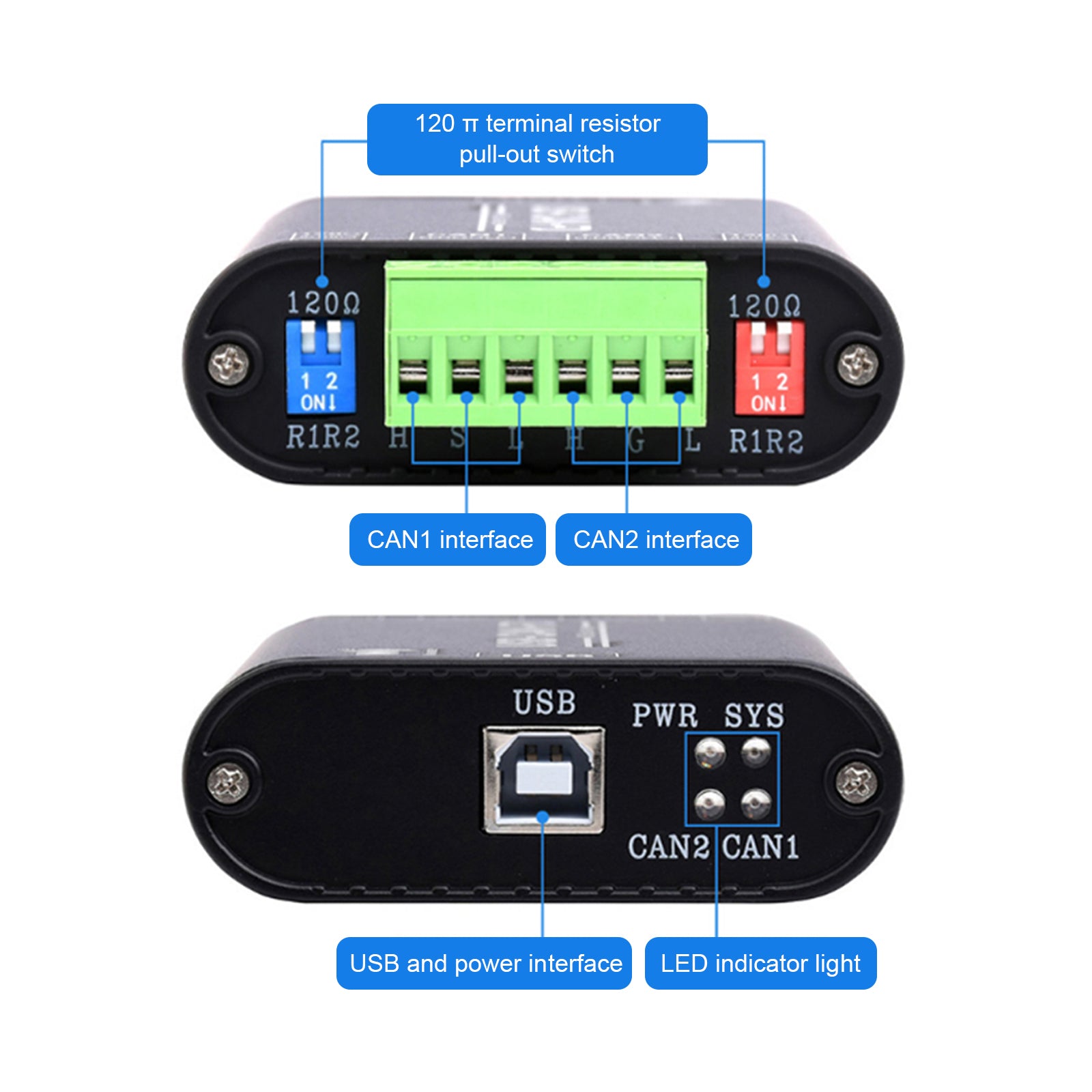 USB naar CAN FD-interfaceconverter Elektrische isolatie Communicatiemodule