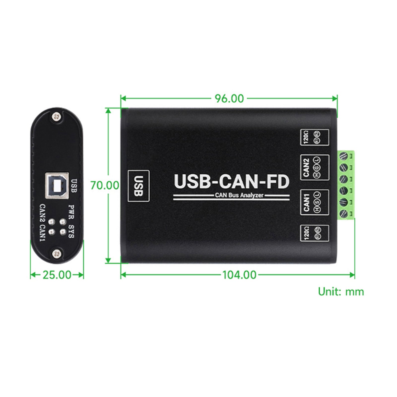 USB naar CAN FD-interfaceconverter Elektrische isolatie Communicatiemodule