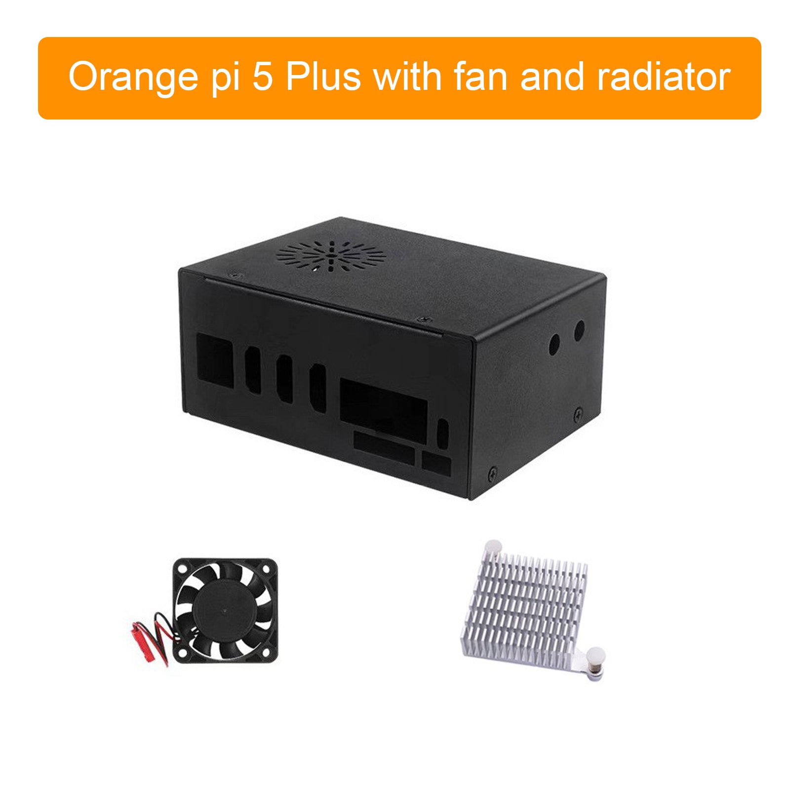 Fit for Orange pi 5 Plus metal cooling case with fan and external antenna WIFI