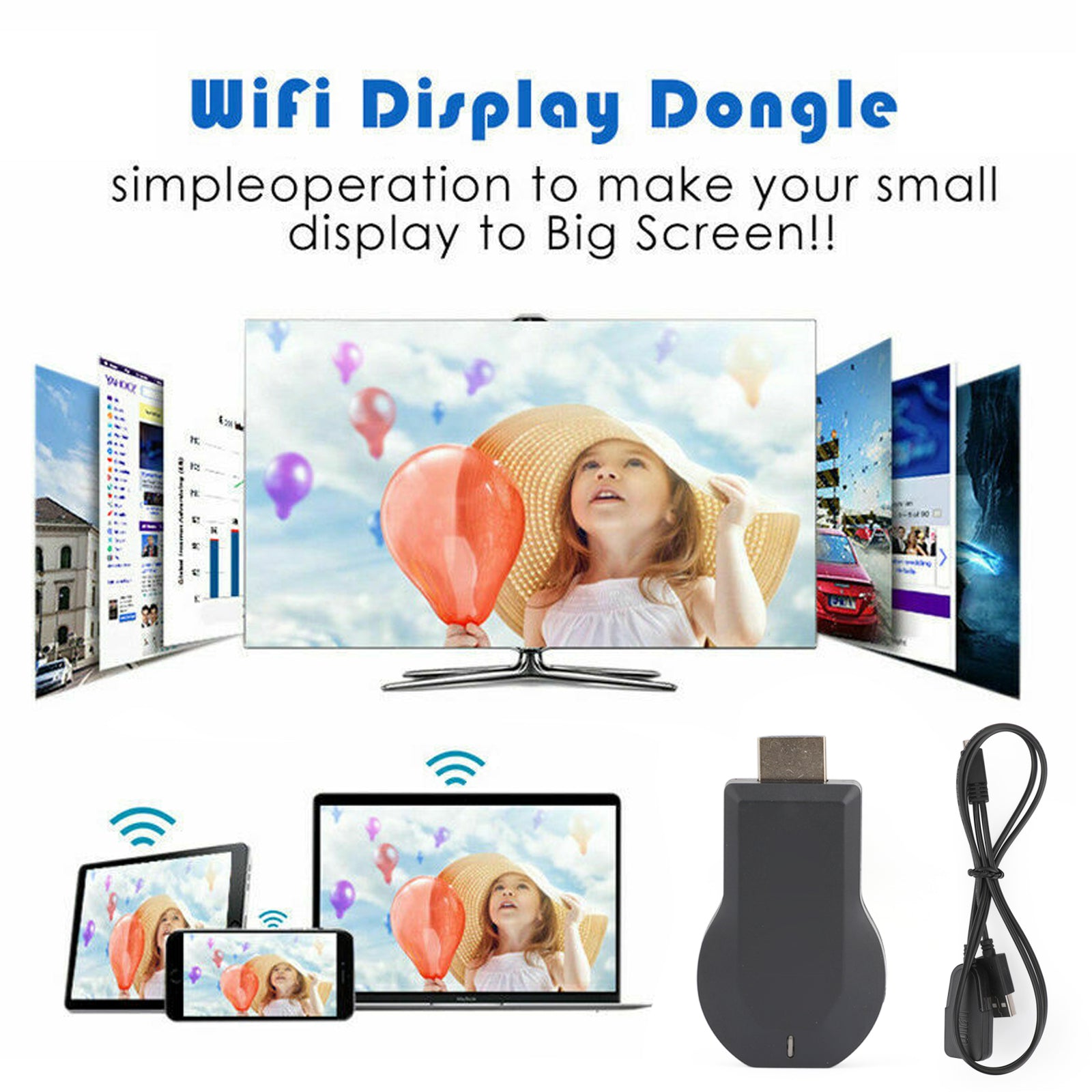 Display Ontvanger Dongle Streamer 4K M4+ Air Play HDMI TV Stick WIFI