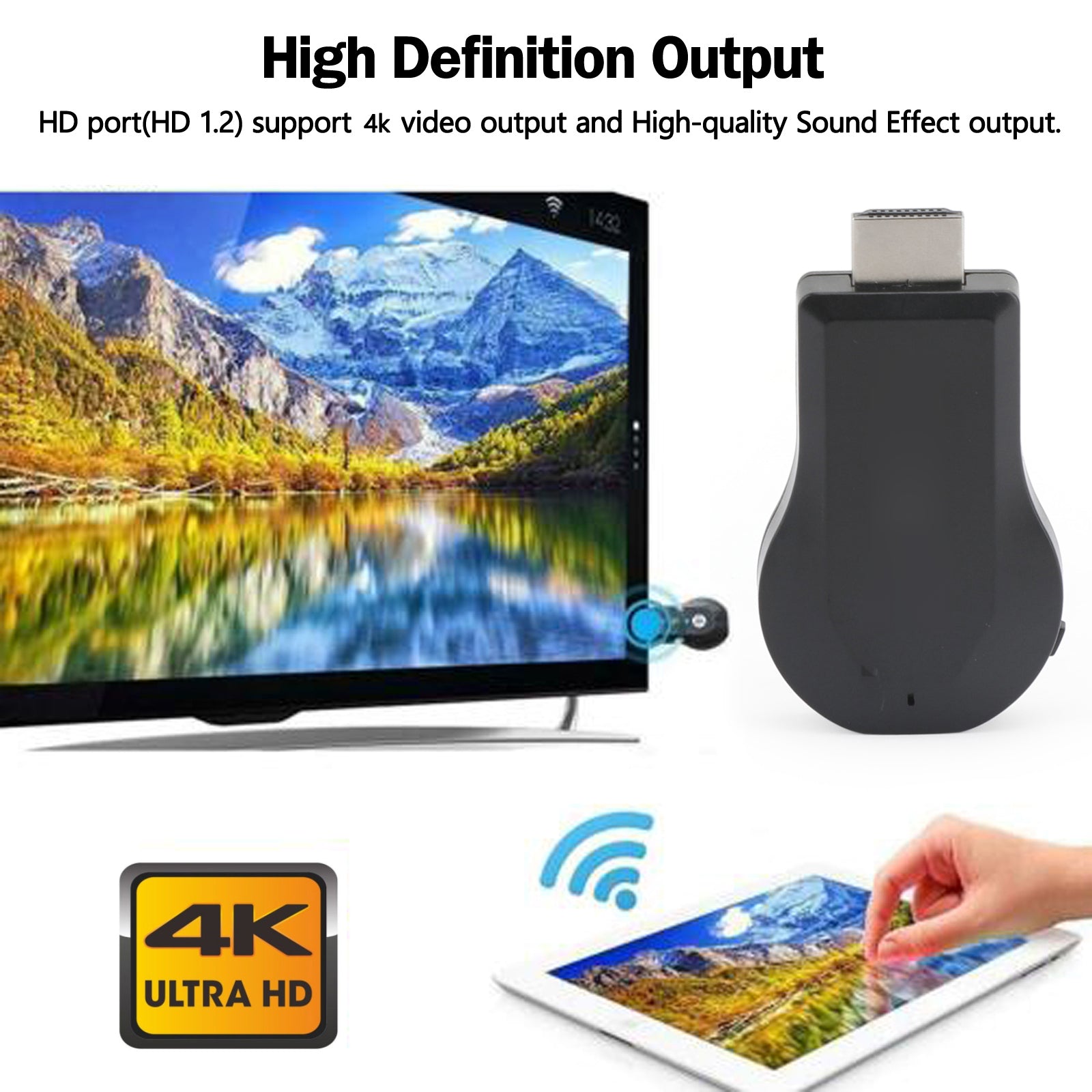 M100 True 4K TV Stick TV Streamer HDM WiFi récepteur de dongle sans fil