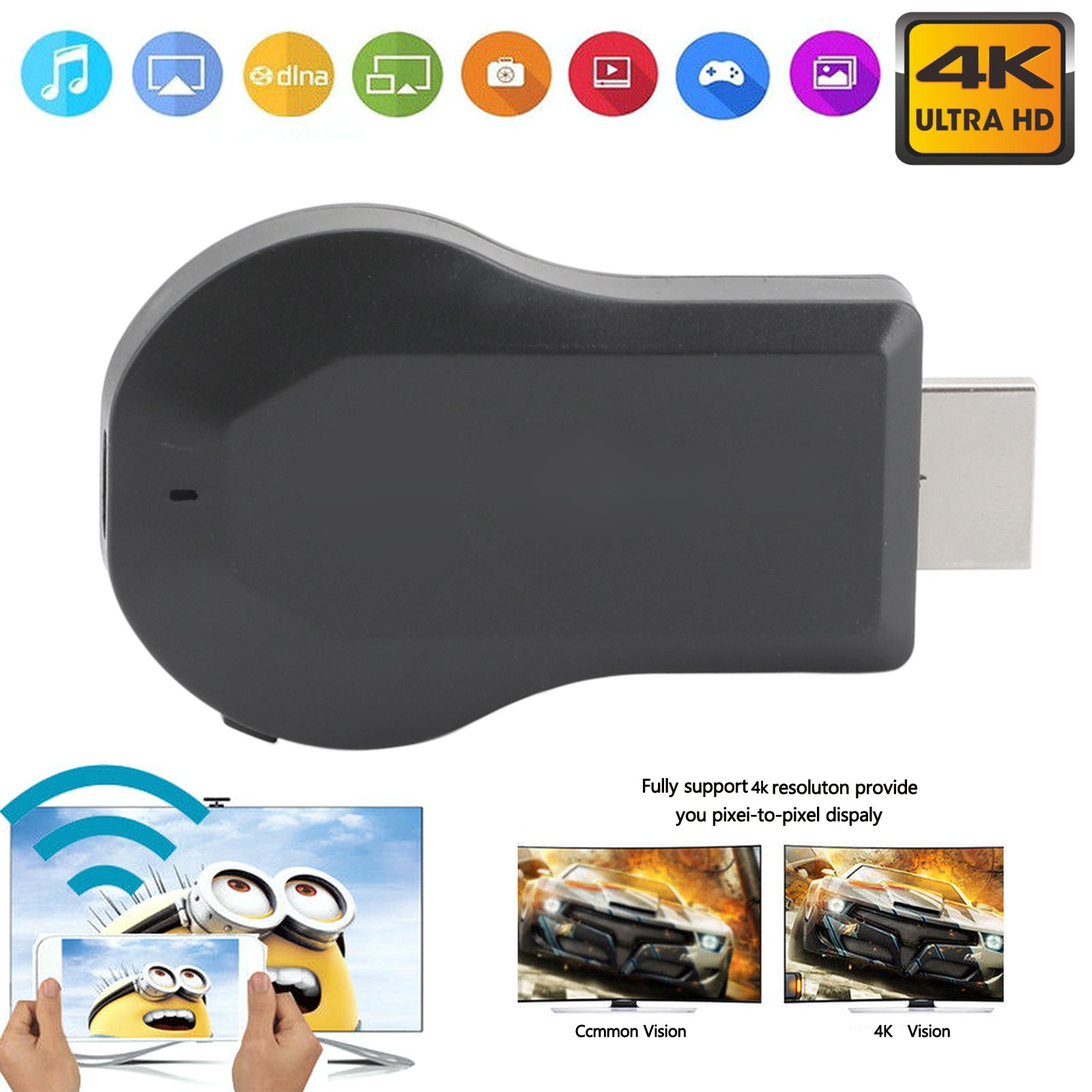 M100 True 4K TV Stick TV Streamer HDM WiFi récepteur de dongle sans fil