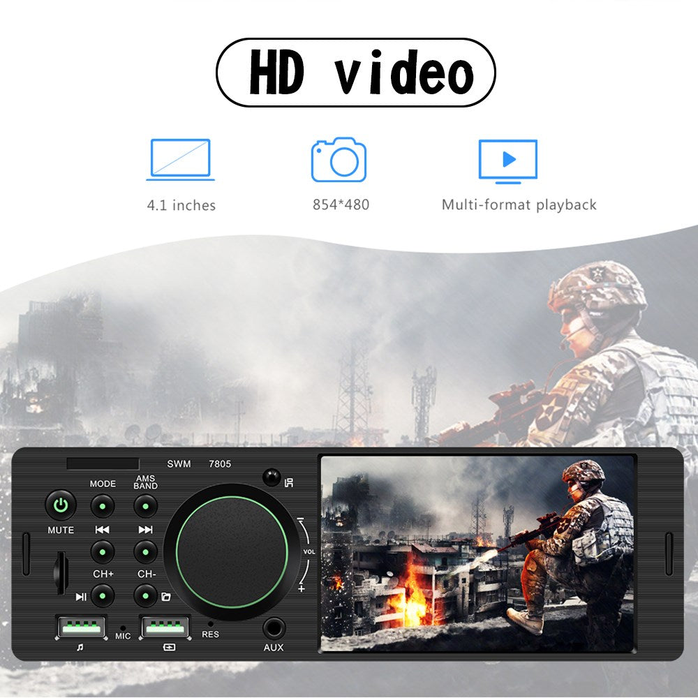 MP5-autospeler 1 Din 4,1 inch touchscreen autoradio Bluetooth + achteruitrijcamera