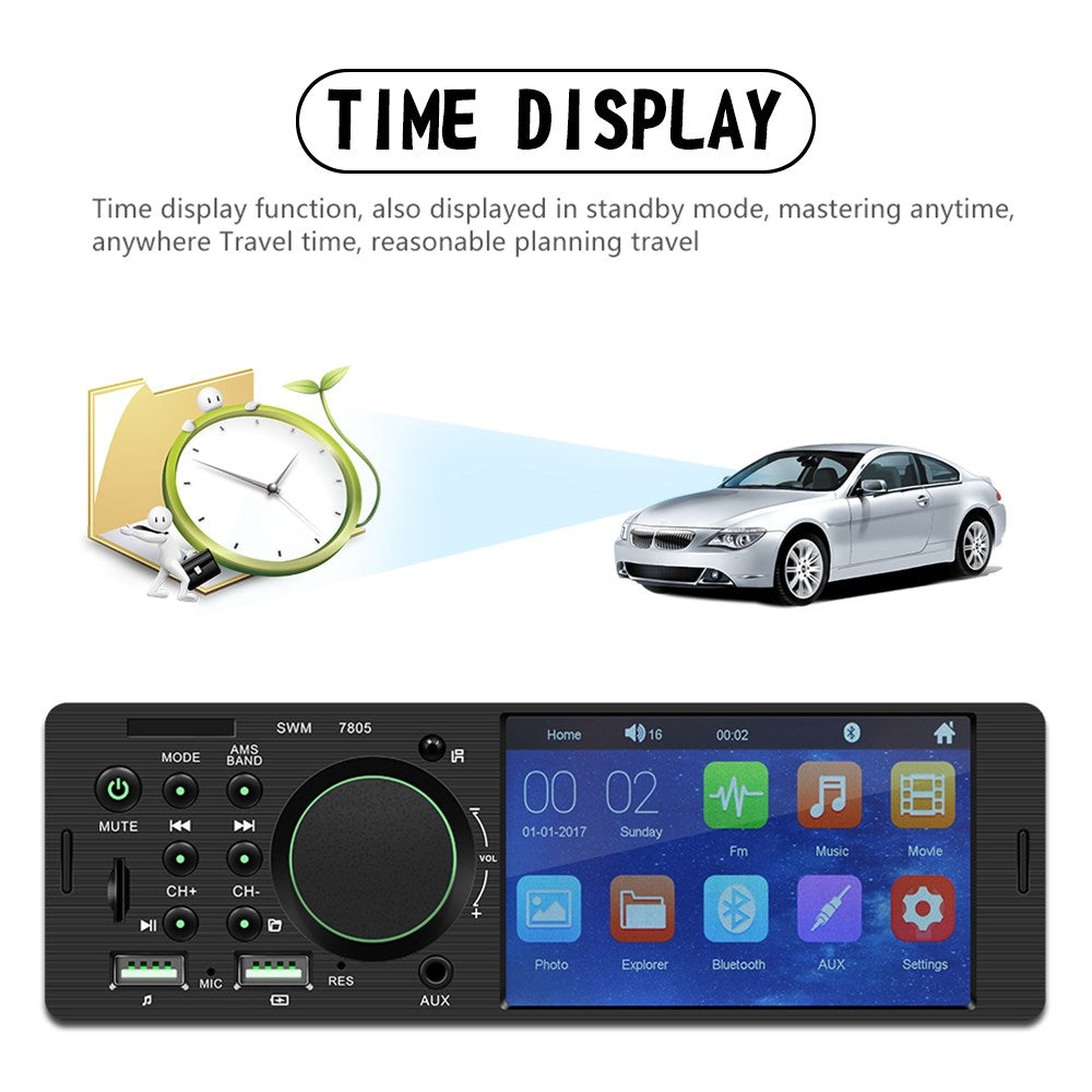 MP5-autospeler 1 Din 4,1 inch touchscreen autoradio Bluetooth + achteruitrijcamera