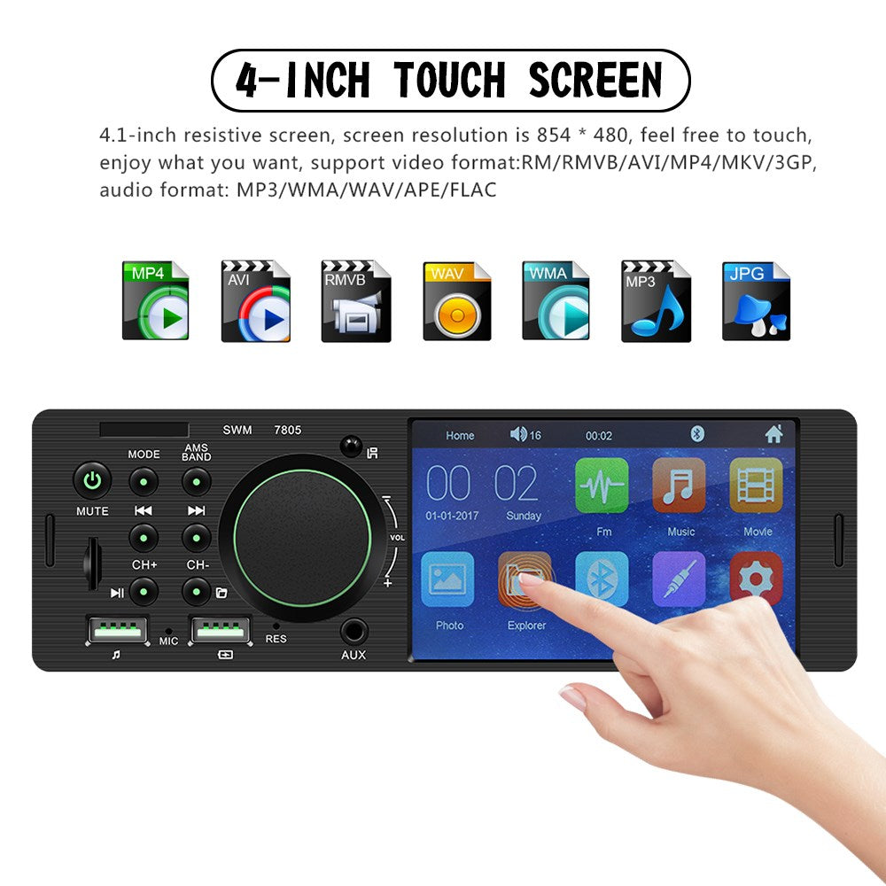 MP5 Car Player 1 Din 4.1 Inch Touch Screen Car Stereo Bluetooth + Backup Camera