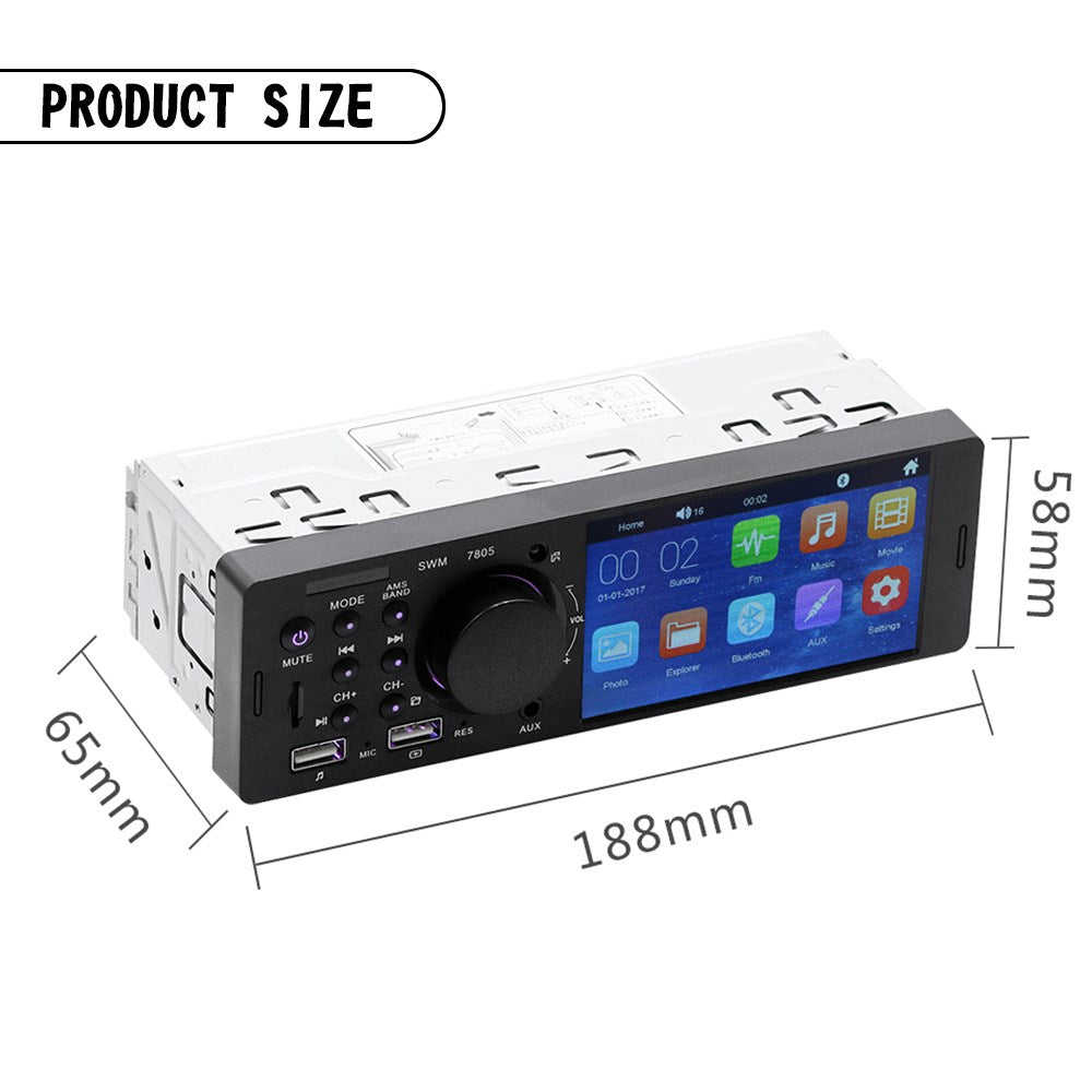 MP5-autospeler 1 Din 4,1 inch touchscreen autoradio Bluetooth + achteruitrijcamera