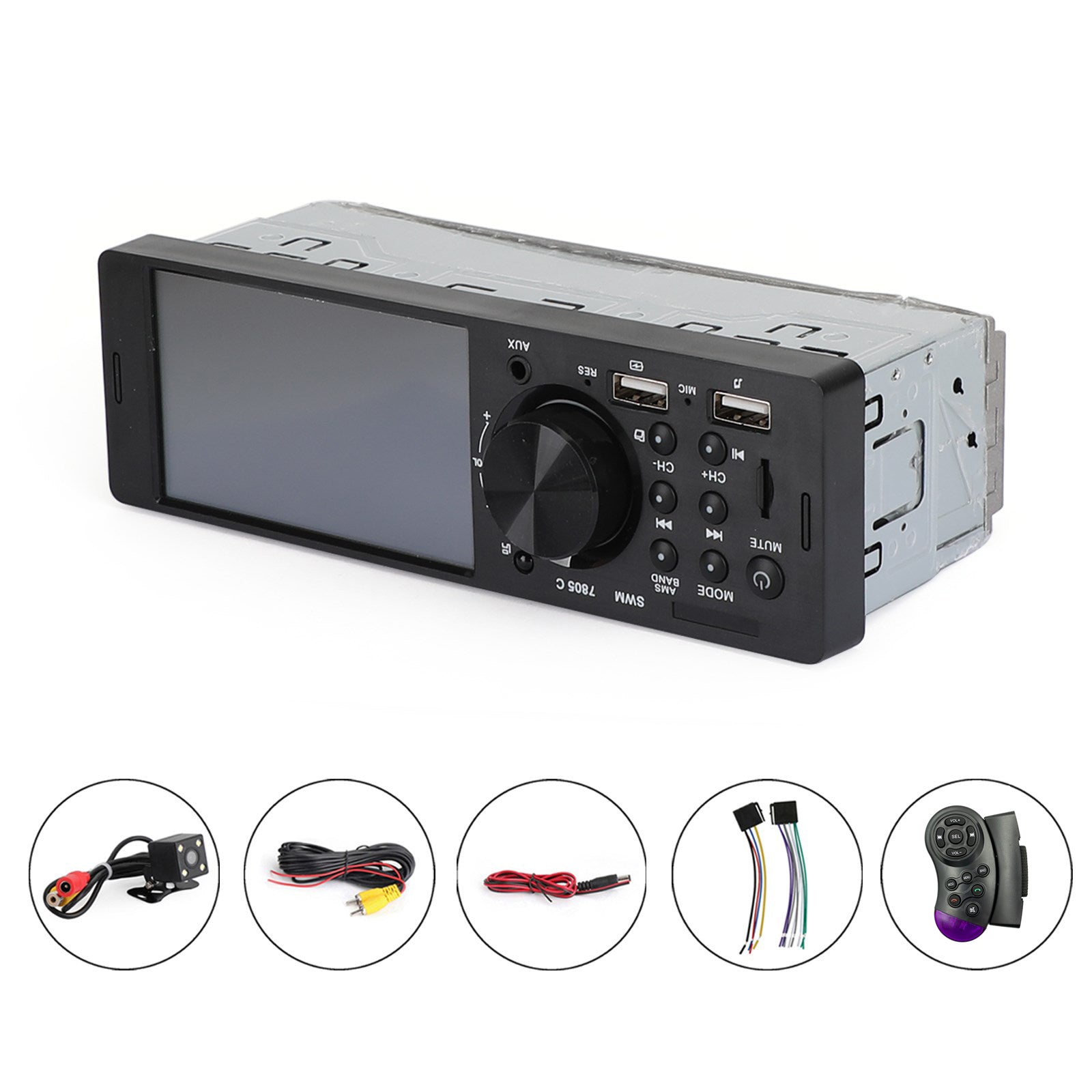 4,1" Single DIN bil MP5-spiller berøringsskjerm FM stereoradio Bluetooth + kamera