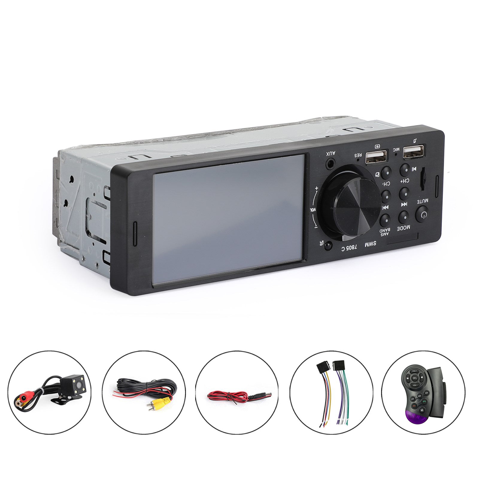 MP5-autospeler 1 Din 4,1 inch touchscreen autoradio Bluetooth + achteruitrijcamera