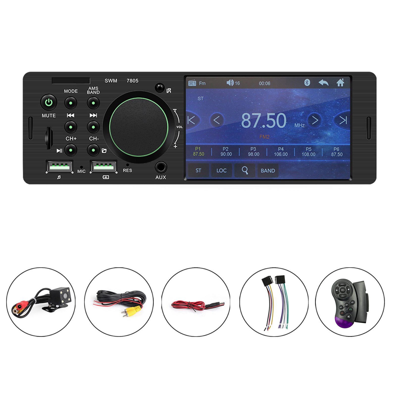 MP5-autospeler 1 Din 4,1 inch touchscreen autoradio Bluetooth + achteruitrijcamera