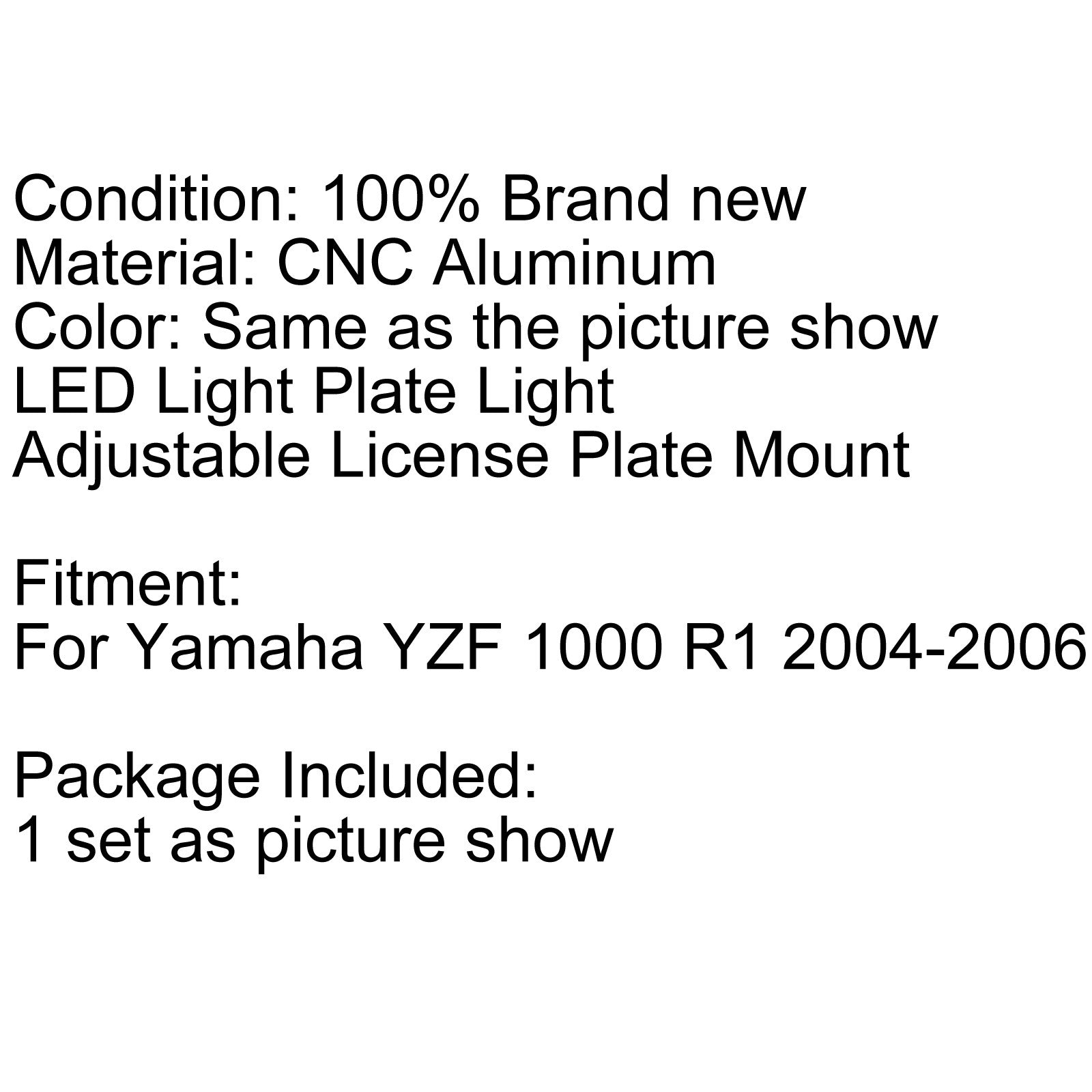 Support de plaque d'immatriculation pour éliminateur de garde-boue Yamaha YZF 2004 R1 2004 – 2008