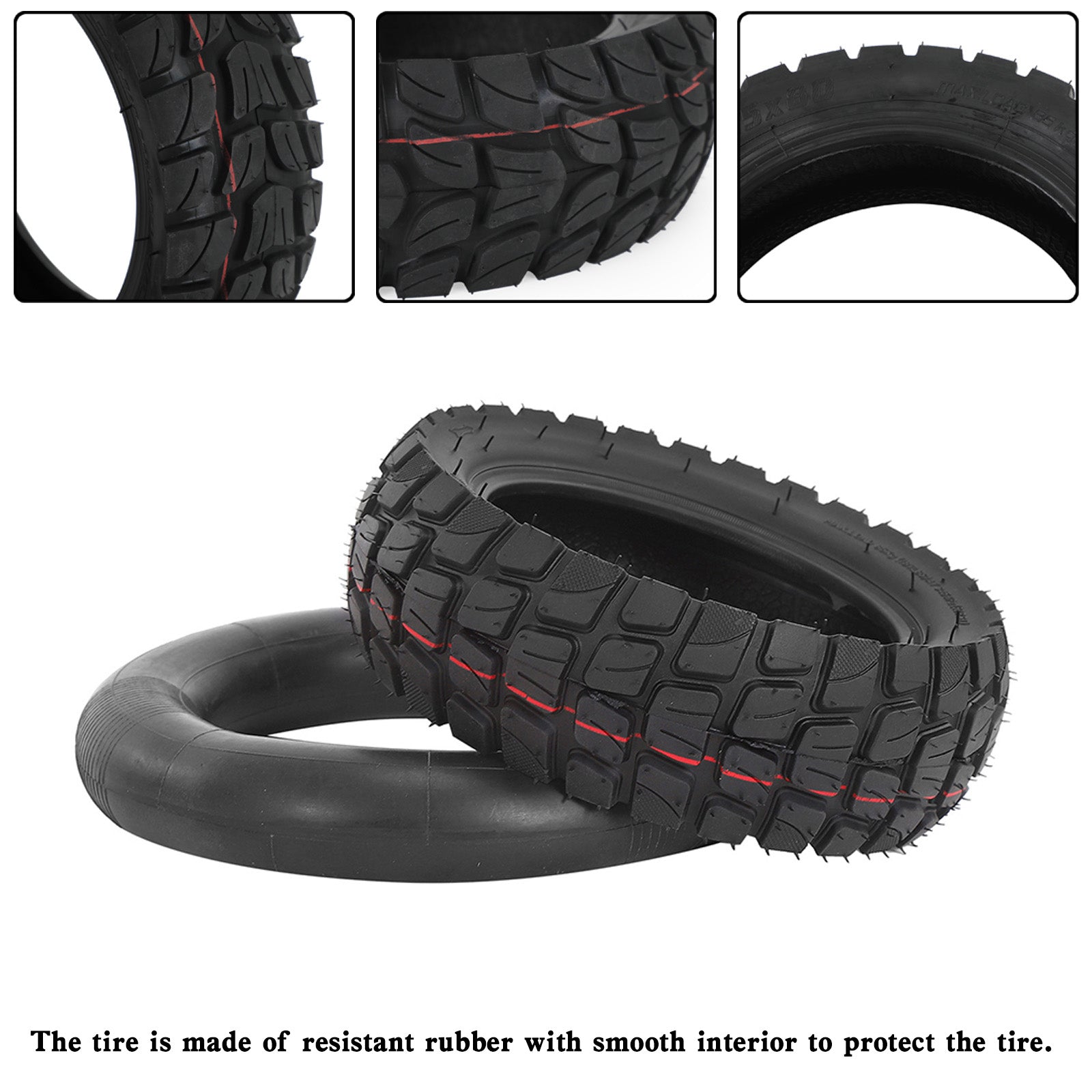 10x3"/255x80 Off-Road Outer Tyre+innerTube For KUGOO M4 Zero etc 80/65-6