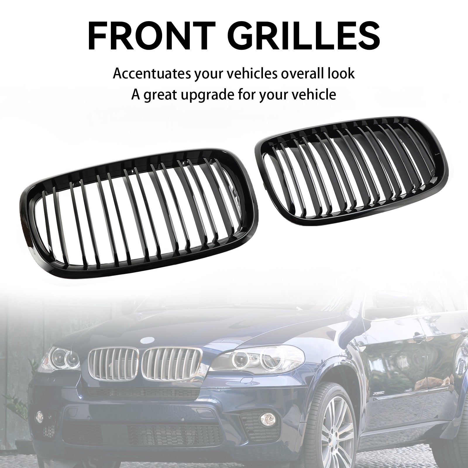 BMW X6 E71 2007-2014 Voorbumper Niergrille Grill Glanzend Zwart