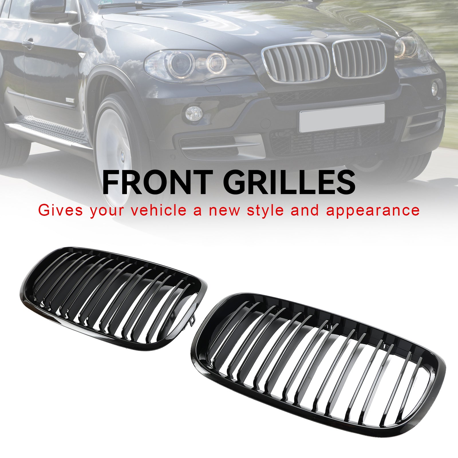 BMW X6 Hybrid E72 2008-2011 Front Bumper Kidney Grille Grill Gloss Black