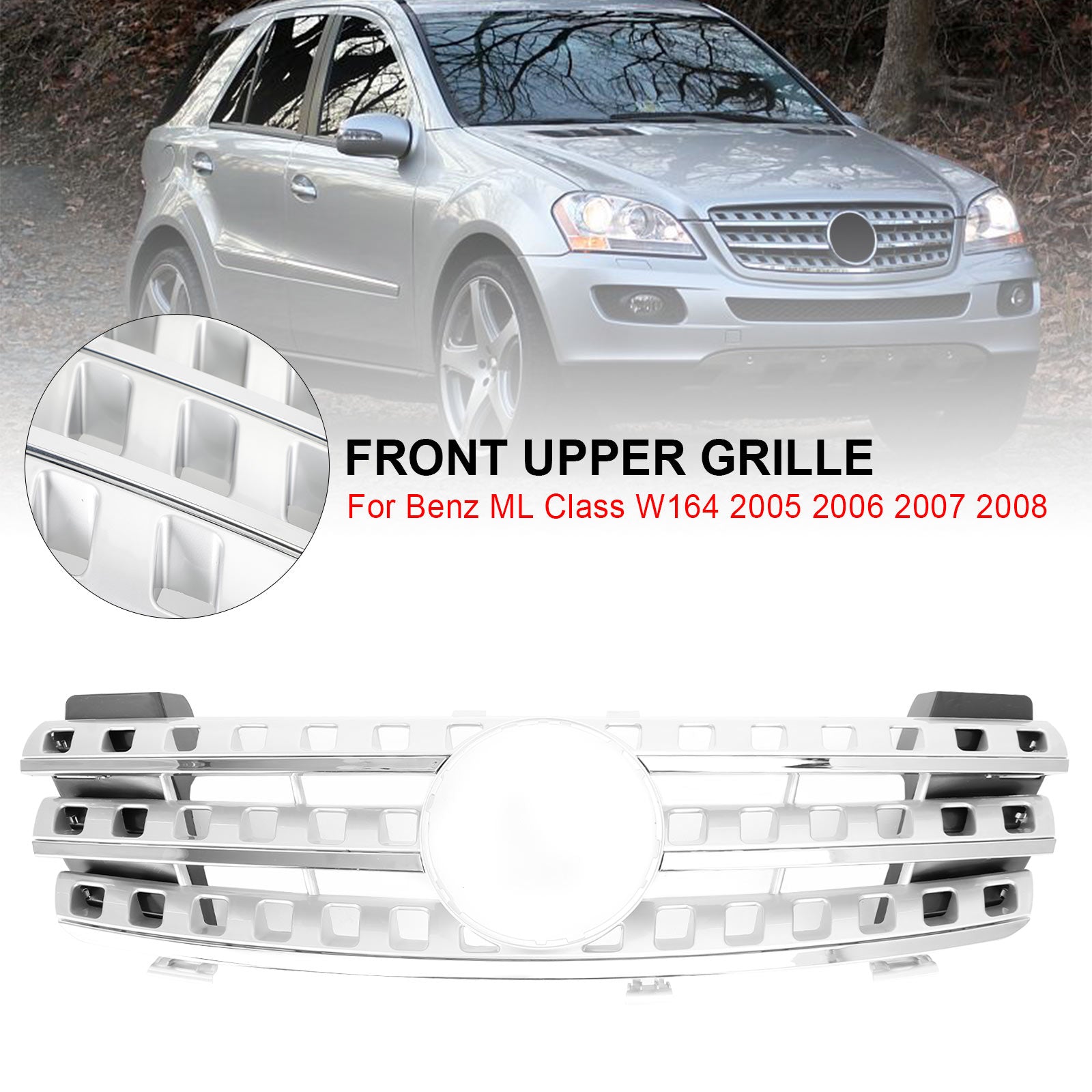 2005 2006 2007 2008 Mercedes-Benz Classe ML W164 Grade do para-choque dianteiro cromada