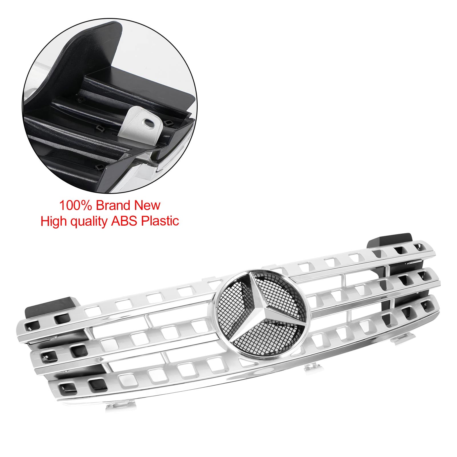 2005 2006 2007 2008 Mercedes-Benz ML-Class W164 Front Bumper Grille Grill Chrome