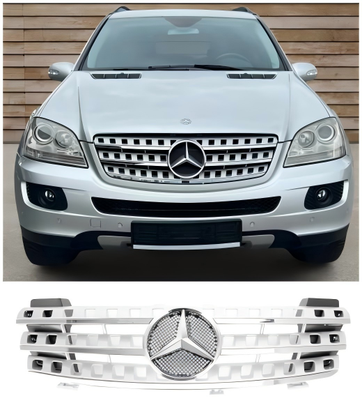 2005 2006 2007 2008 Mercedes-Benz ML-Class W164 Front Bumper Grille Grill Chrome