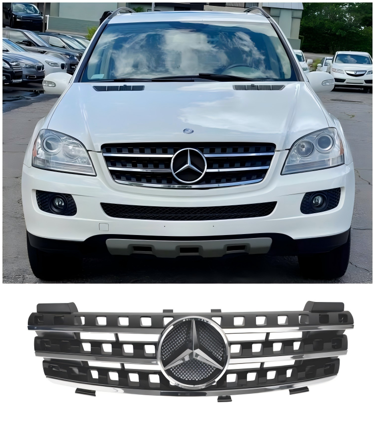 2005 2006 2007 2008 Mercedes ML-Class W164 Front Bumper Grille Grill Chrome/Black