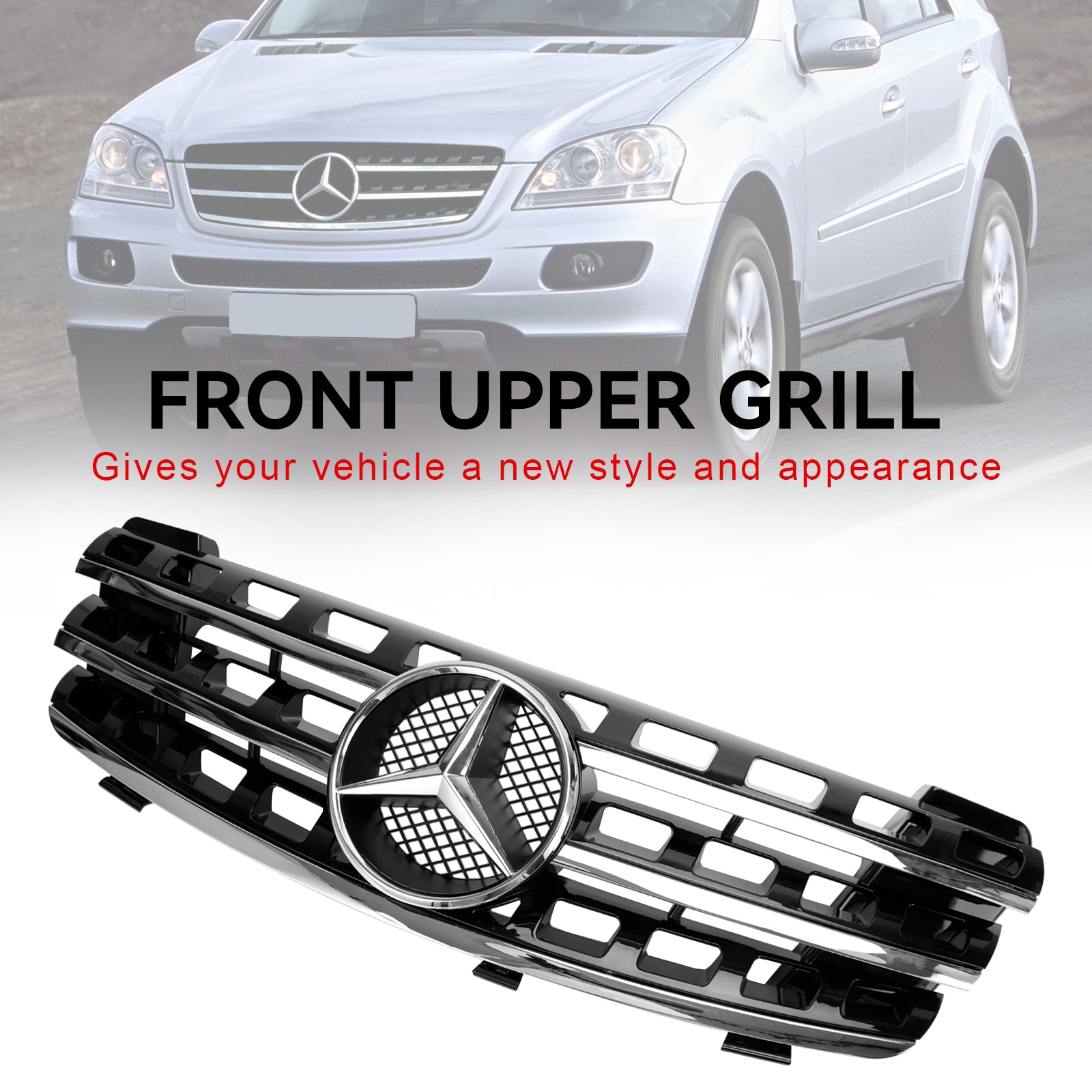 2005-2008 Mercedes ML-Class W164 Front Bumper Grille Grill Chrome/Black