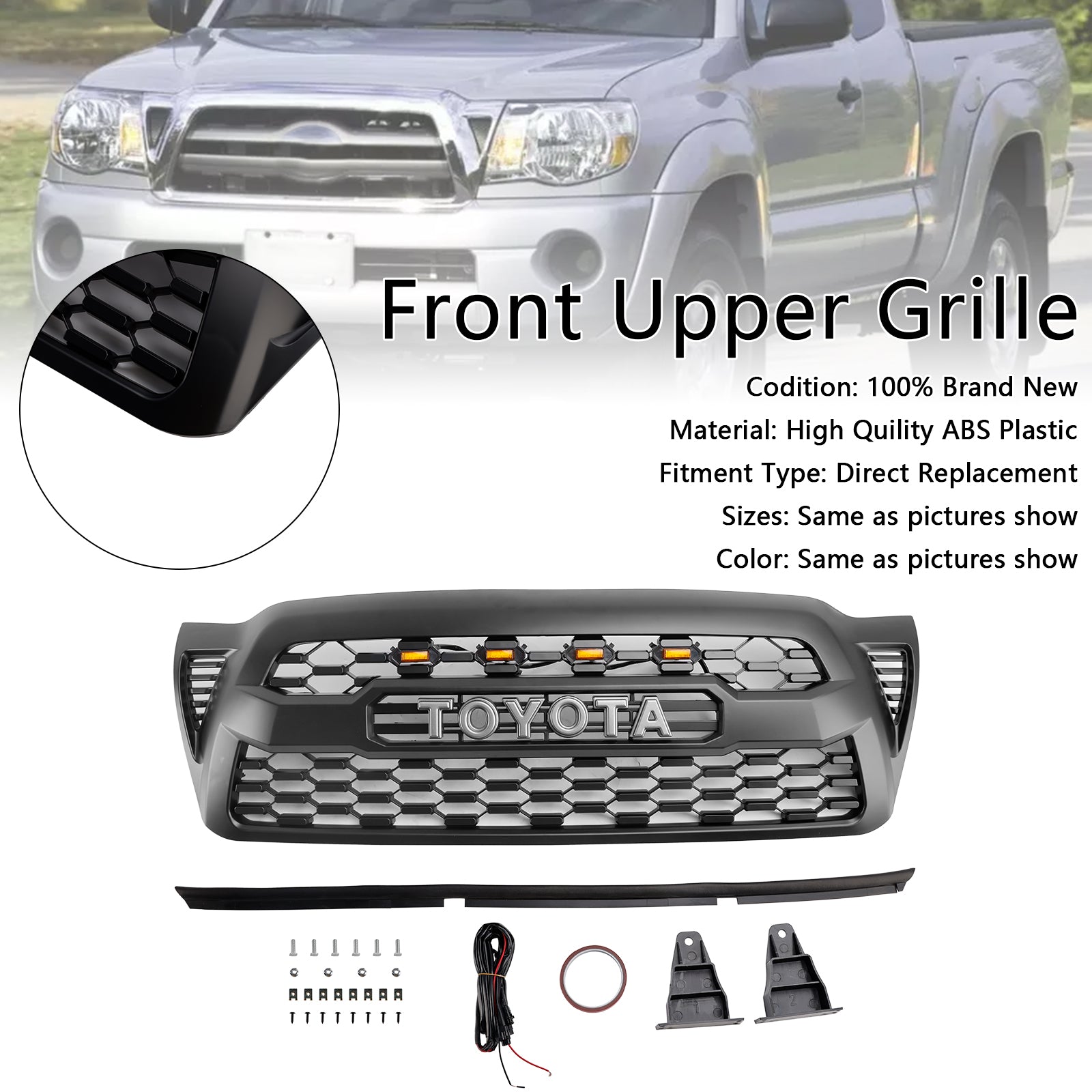 2005-2011 Toyota Tacoma met LED matzwarte voorbumpergrille