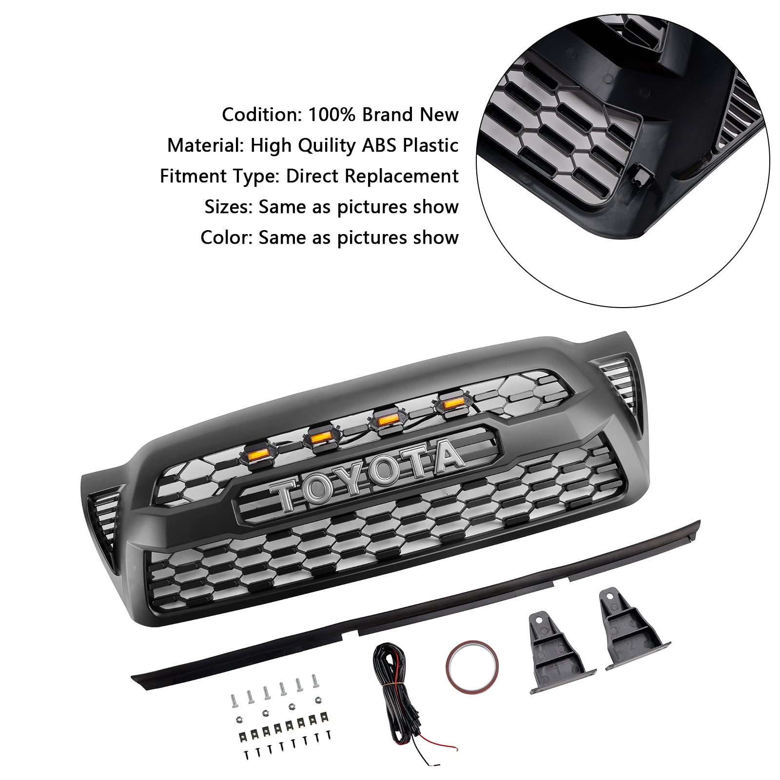 2005-2011 Toyota Tacoma met LED matzwarte voorbumpergrille