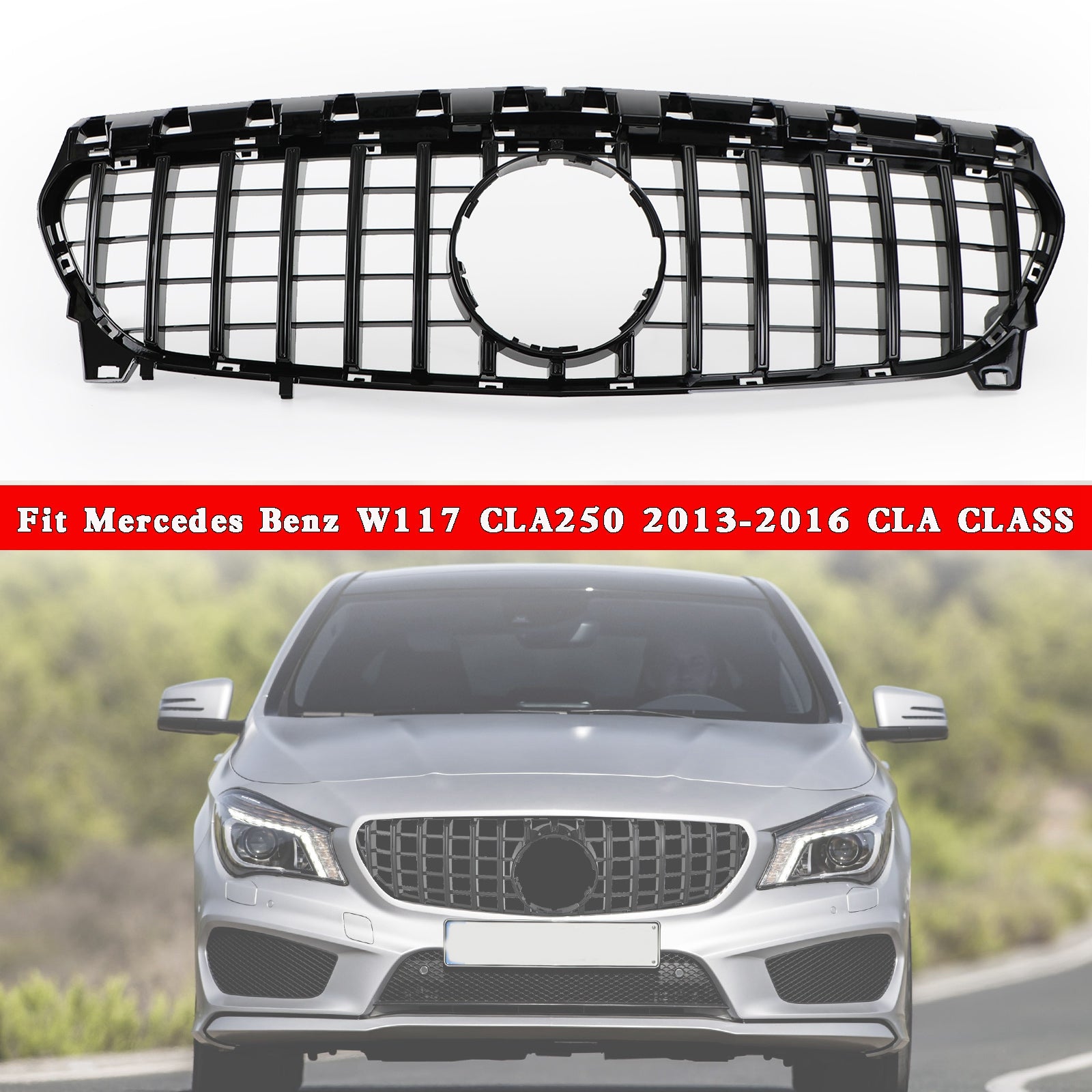 W117 Calandre de pare-chocs avant style GT-R pour Mercedes-Benz CLA250 (2013-2019)